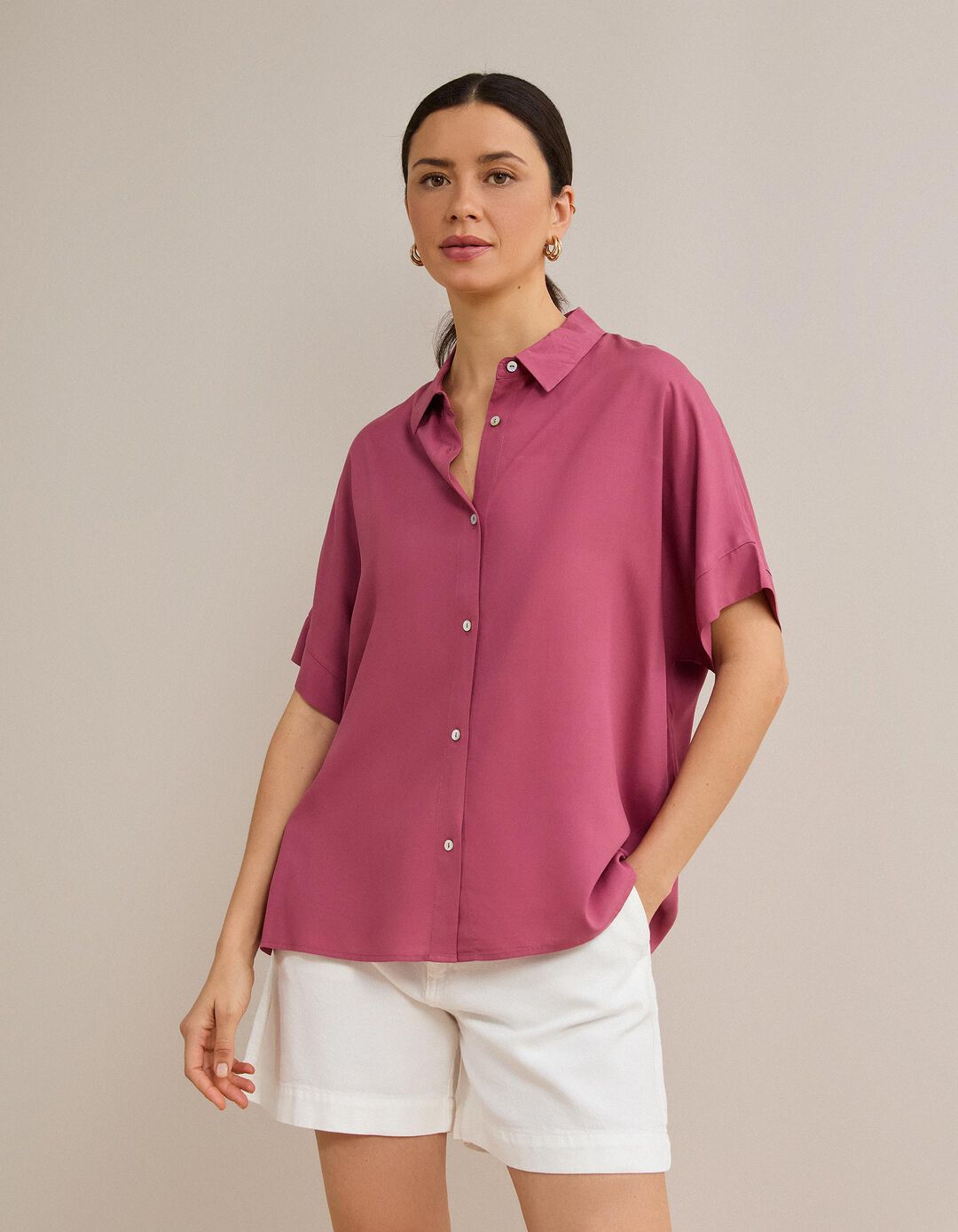 Camisa, Mulher, Rosa Escuro