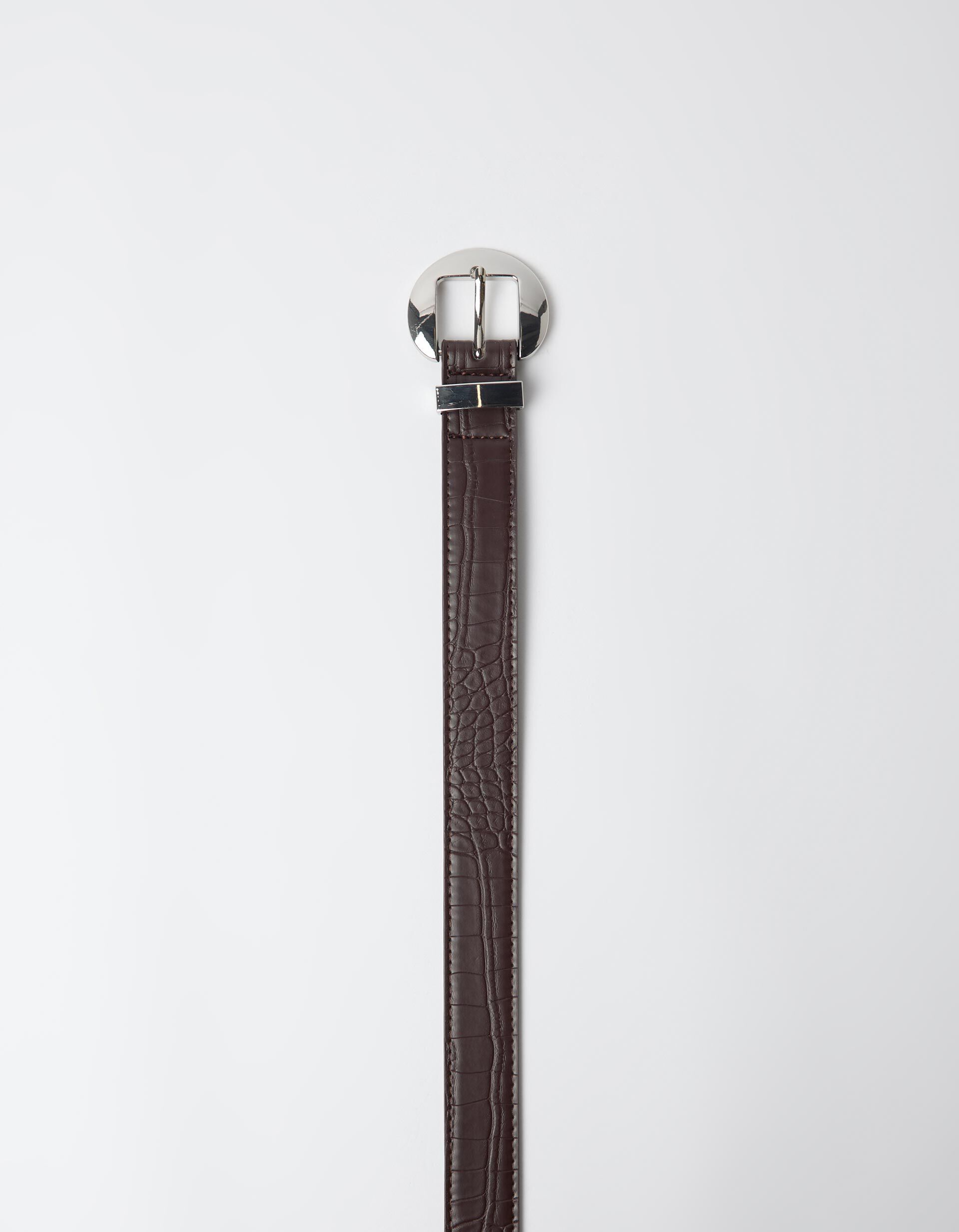 Comprar Online Cinto Efeito Crocodilo, Mulher, Castanho