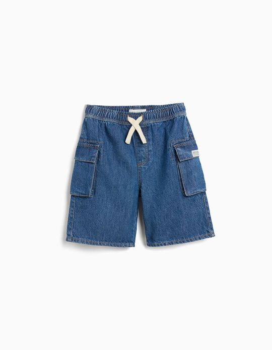 Comprar Online Calções de Ganga Cargo, Menino, Azul 