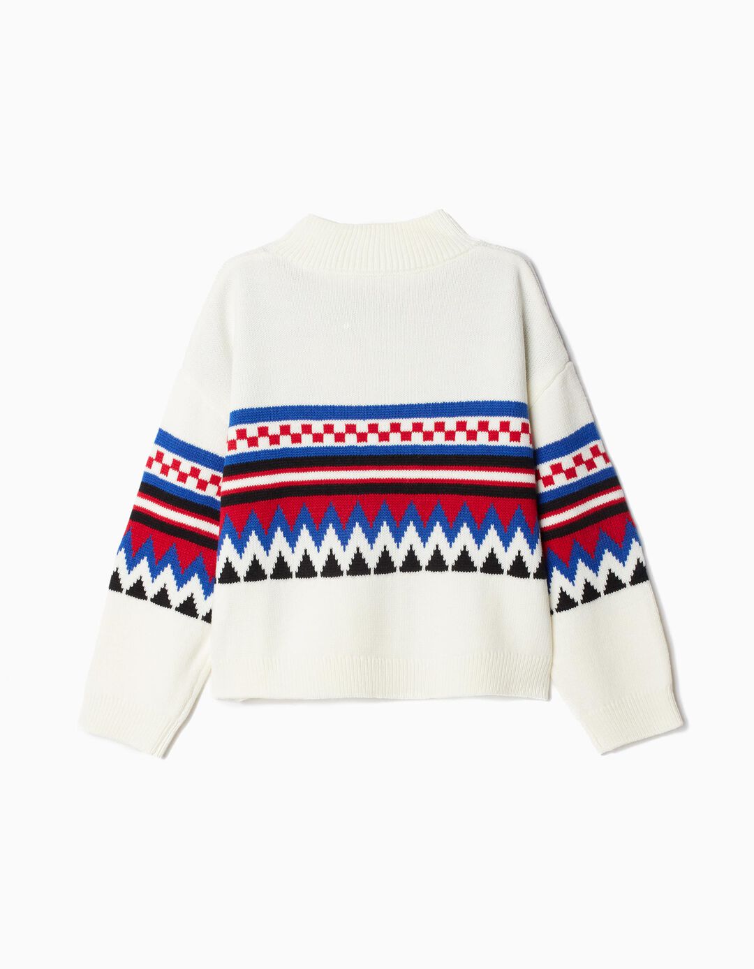 Camisola Malha Jacquard, Menina, Branco