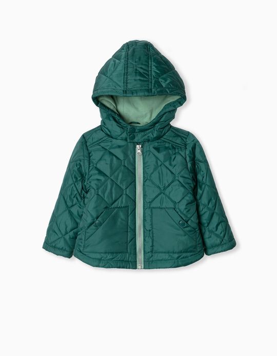 Quilted Jacket with Hood, Baby Boys, Green