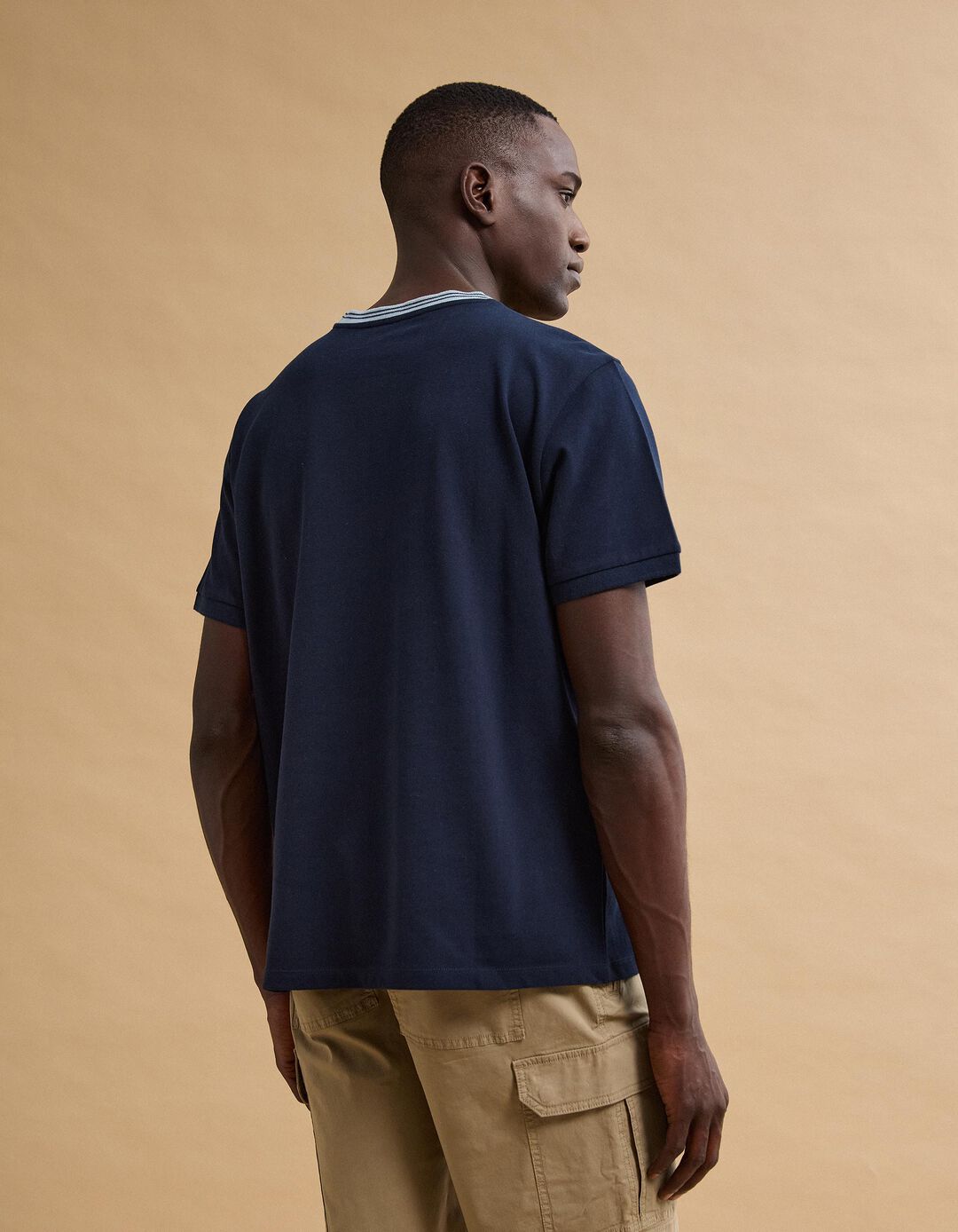 T-shirt Piquet, Homem, Azul Escuro