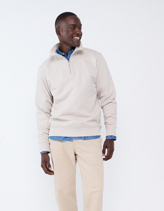 Comprar Online Sweatshirt De Gola Alta, Homem, Bege Claro