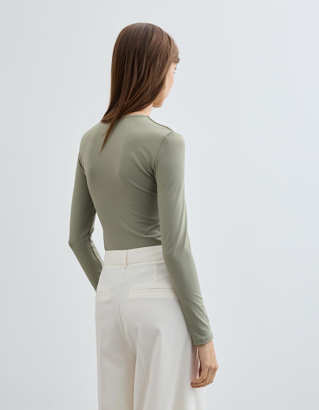 Body de Manga Comprida, Mulher, Verde Escuro