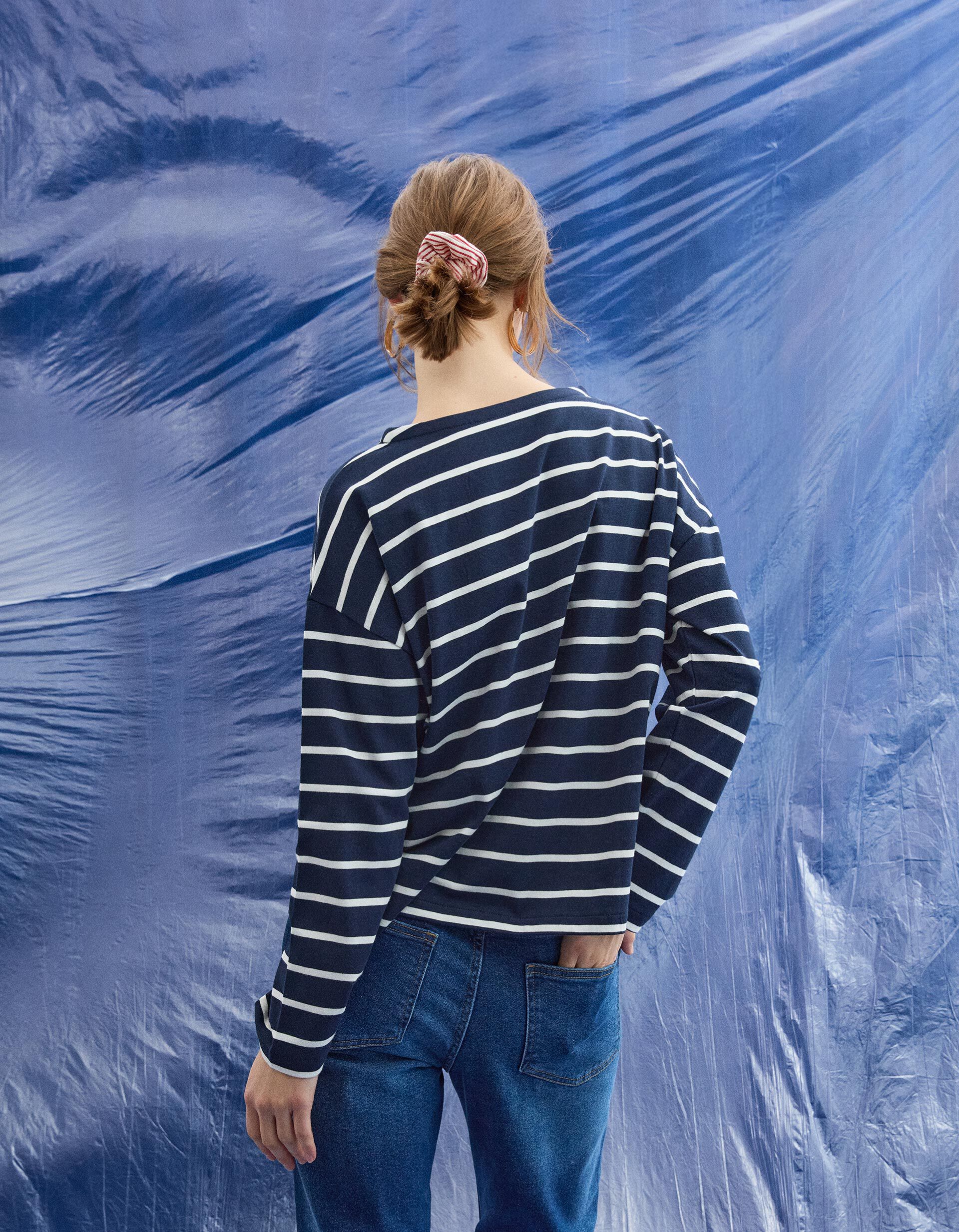 Comprar Online T-shirt Manga Comprida, Mulher, Azul Escuro