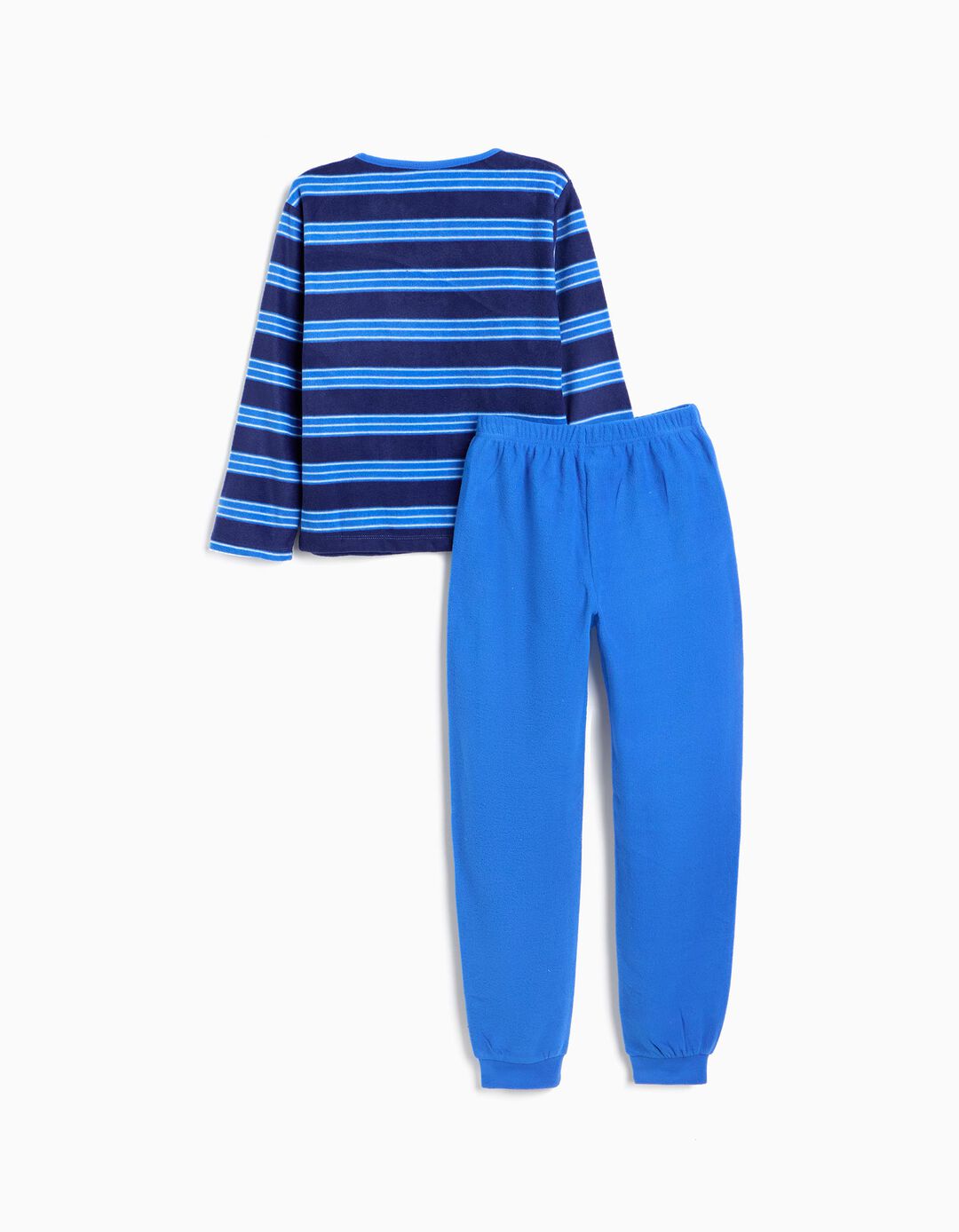 Pijama Polar &Agrave;s Riscas, Menino, Azul 