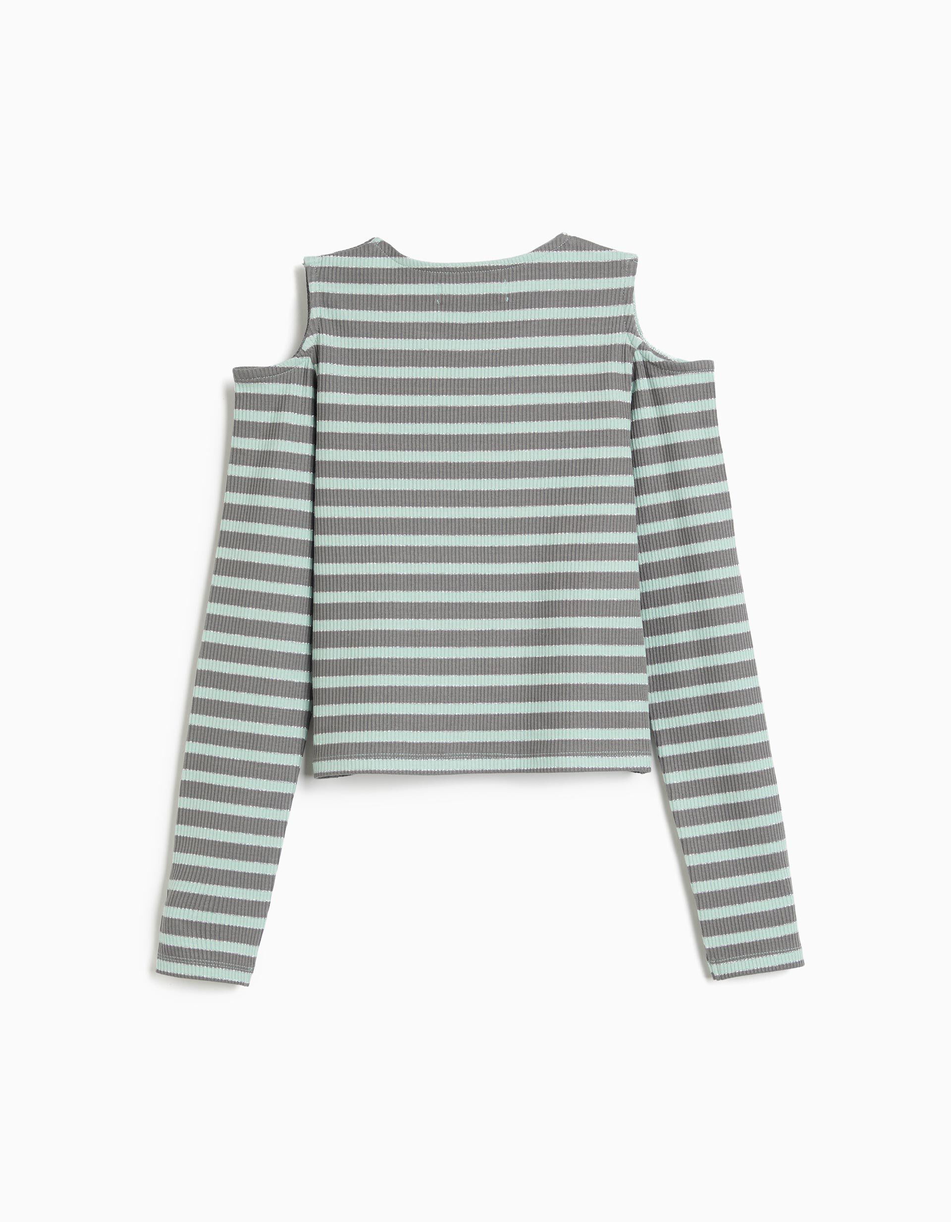 Comprar Online T-shirt De Manga Comprida &Agrave;s Riscas, Menina, Cinzento Claro