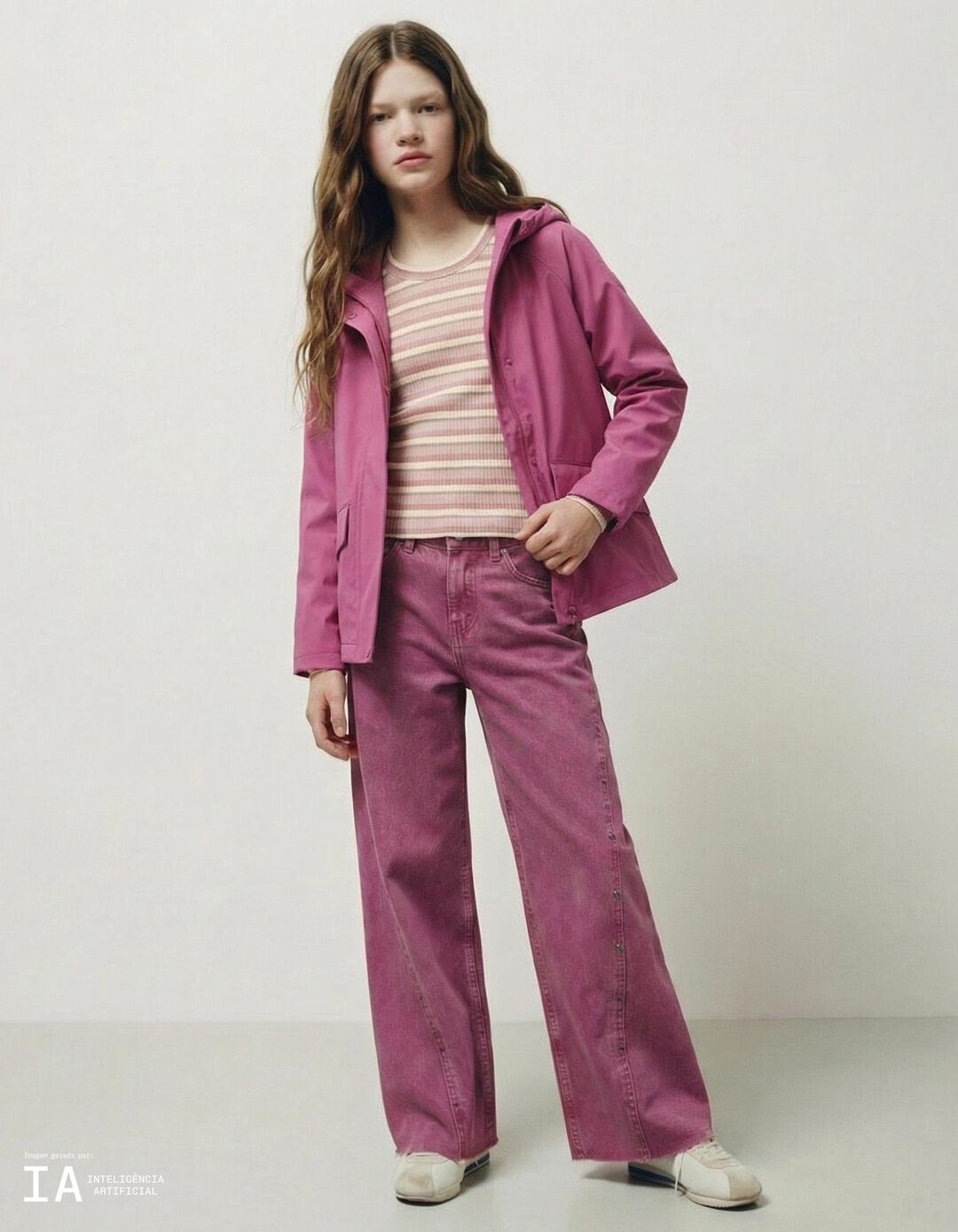 Parka, Menina, Rosa Escuro