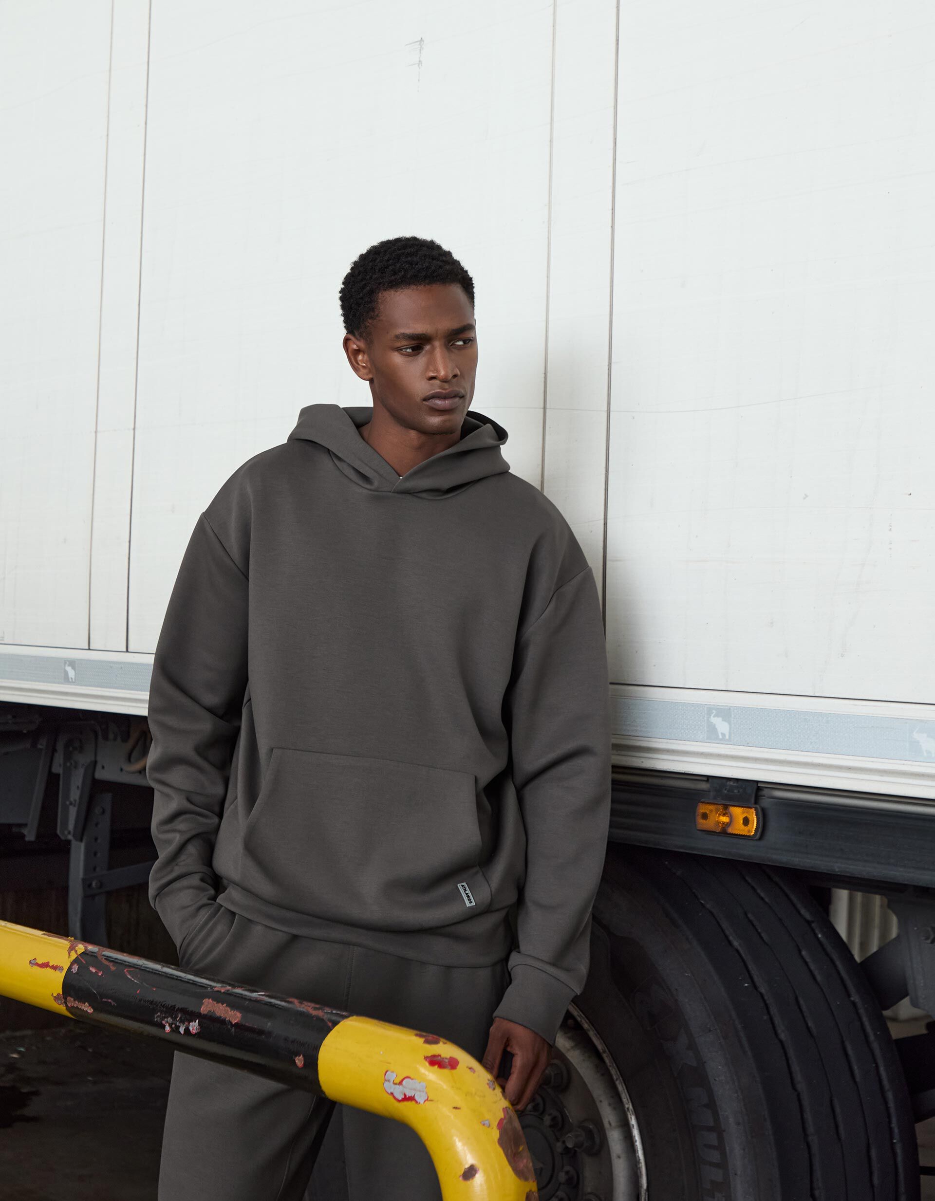 Comprar Online Sweatshirt de Felpa Capuz, Homem, Cinzento Escuro