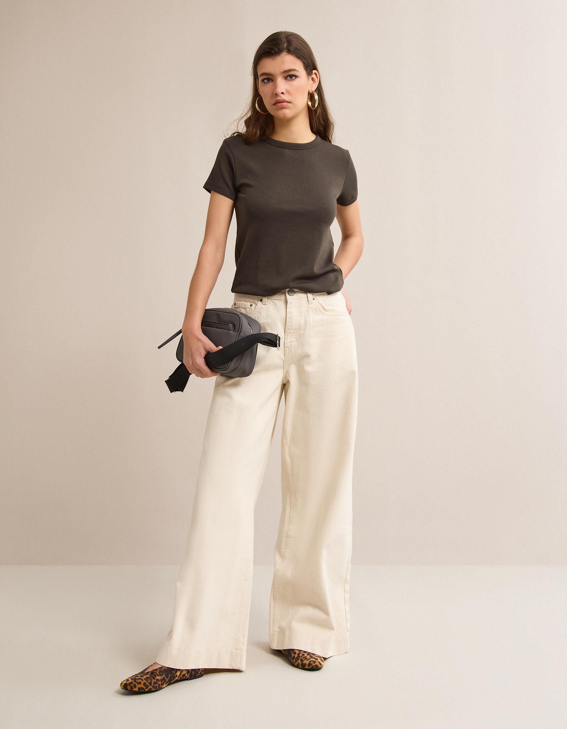 Comprar Online Cal&ccedil;as de Ganga Wide Leg, Mulher, Cru