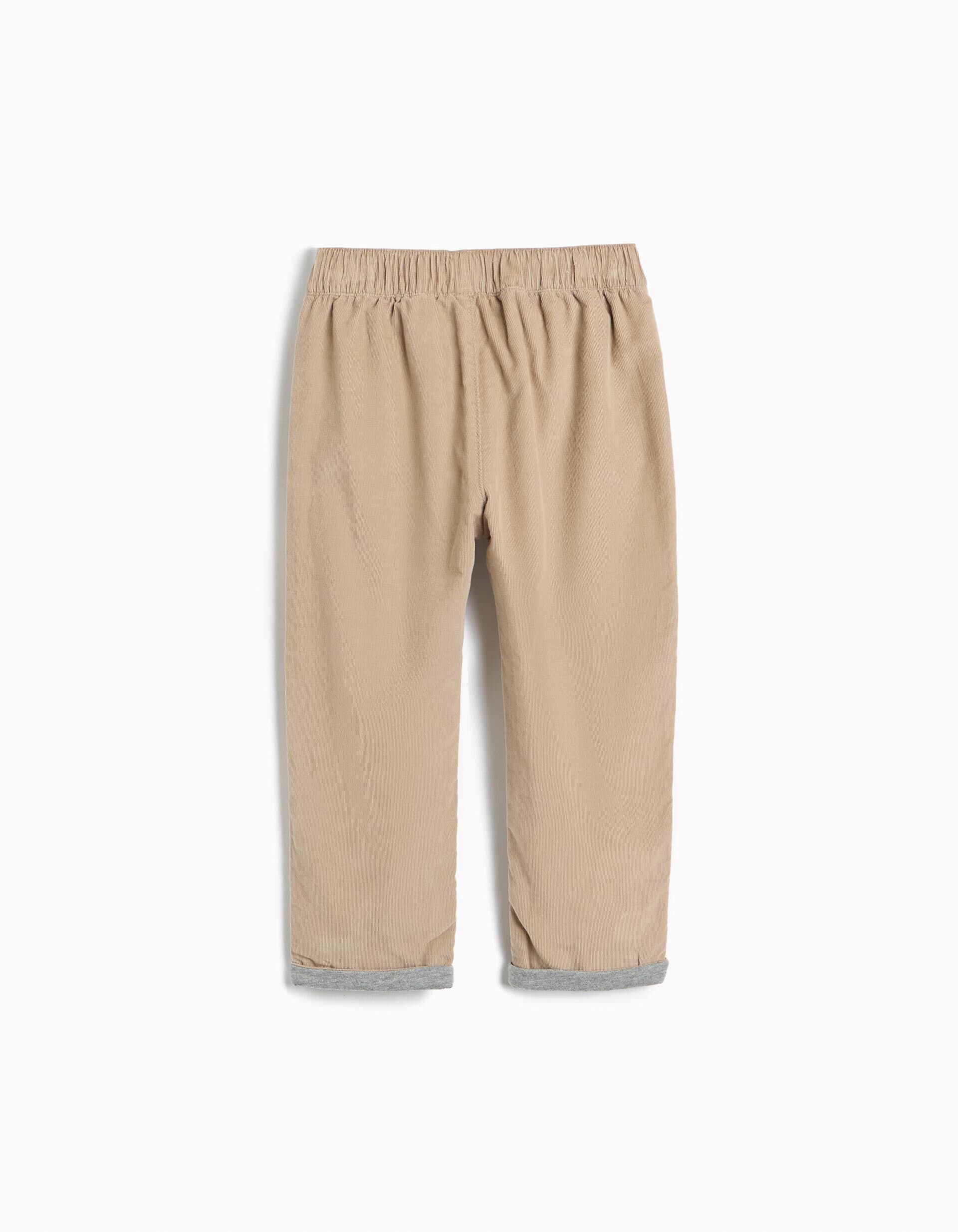 Comprar Online Cal&ccedil;as De Bombazina Baggy, Menino, Bege Escuro