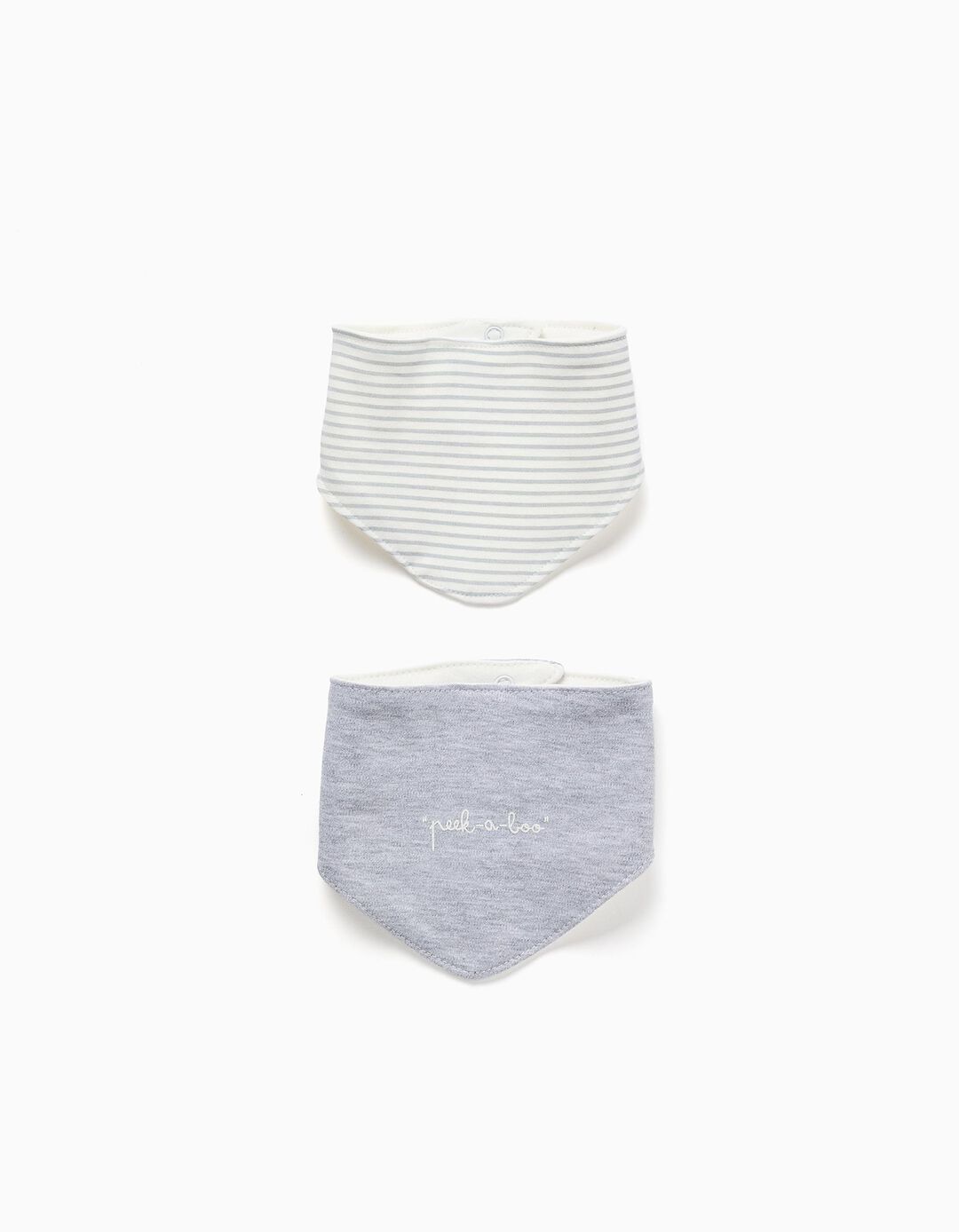 Pack De 2 Bandanas Para Rec&eacute;m-Nascido e Beb&eacute; ZY Baby, Branco/Cinza