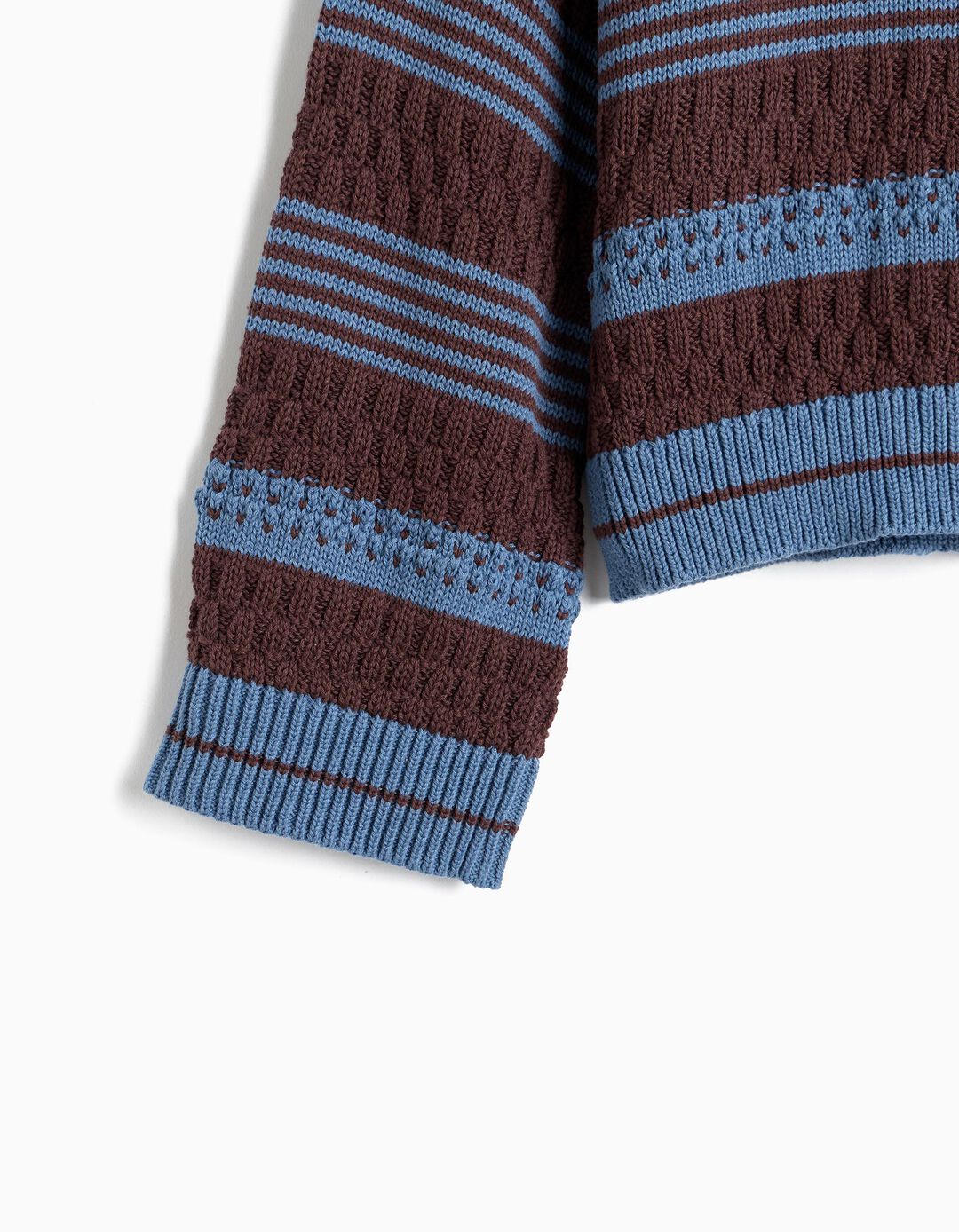 Camisola Tricotada &Agrave;s Riscas, Menina, Castanho