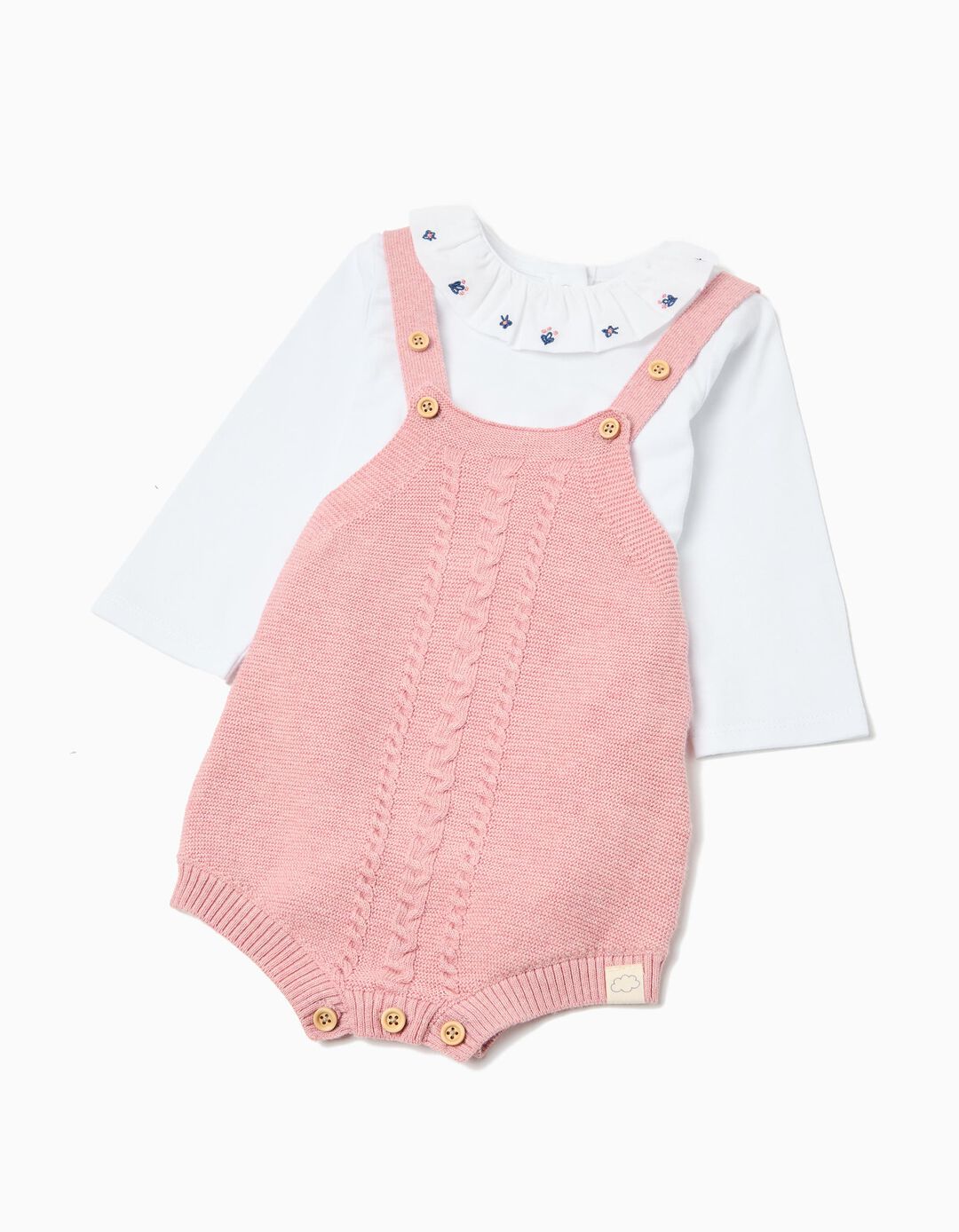 Conjunto Body e Macacão, Recém-Nascido, Rosa Claro