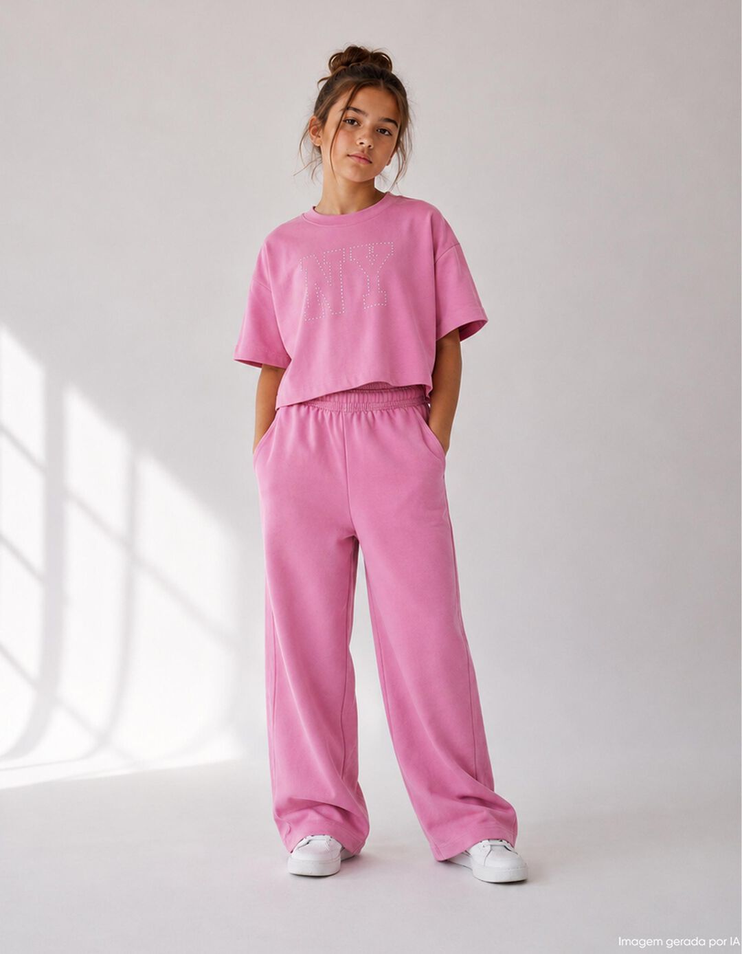 Conjunto de Felpa, Menina, Rosa