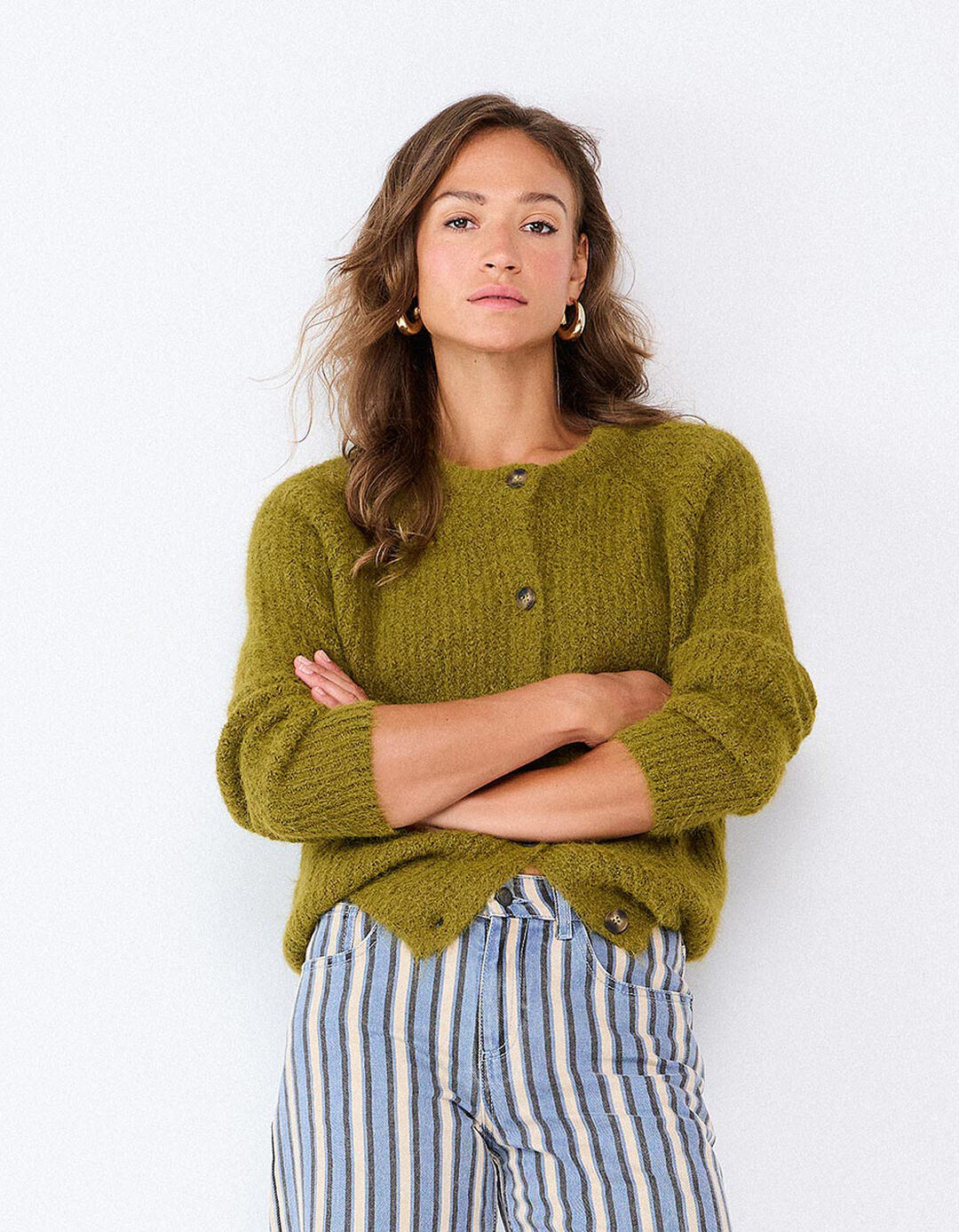 Casaco De Malha Com L&atilde;, Mulher, Verde