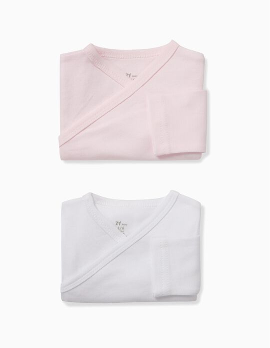 Pack 2 Bodies Manga Comprida Rosa e Branco