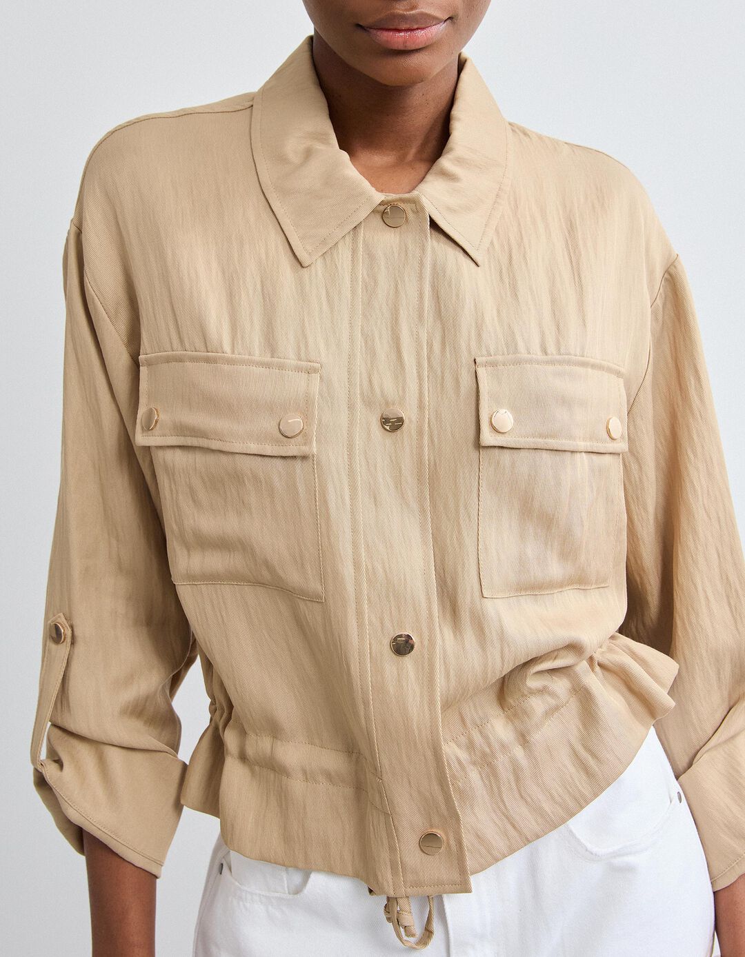 Camisa, Mulher, Bege