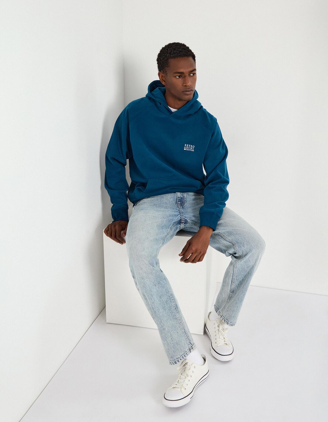 Sweatshirt com Capuz, Homem, Azul Escuro