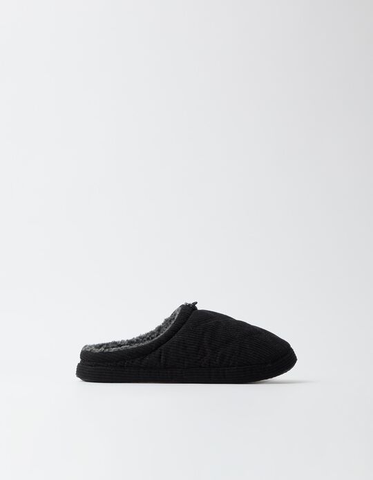 Comprar Online Chinelos De Quarto Bombazina, Homem, Preto