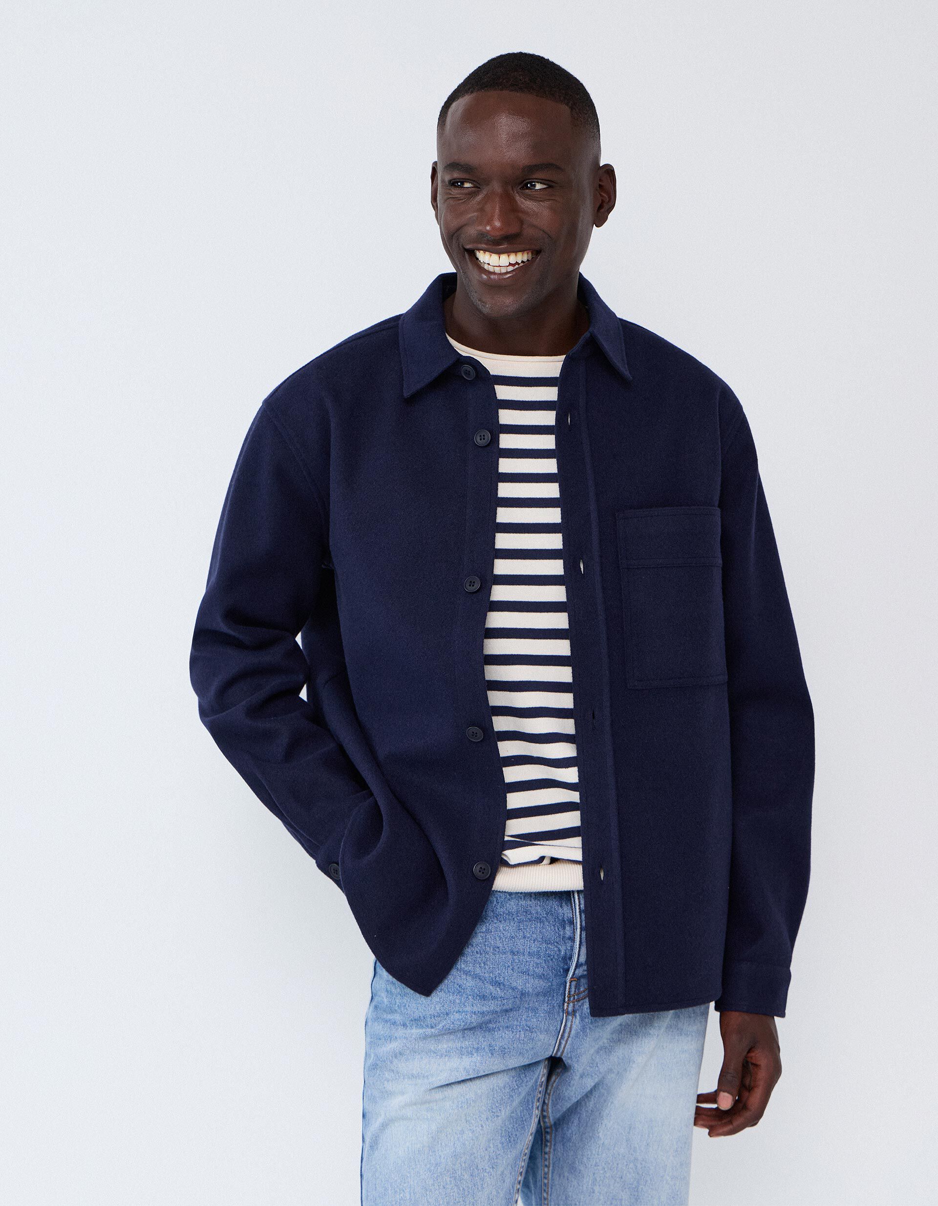 Comprar Online Sobrecamisa Em Malha, Homem, Azul Escuro