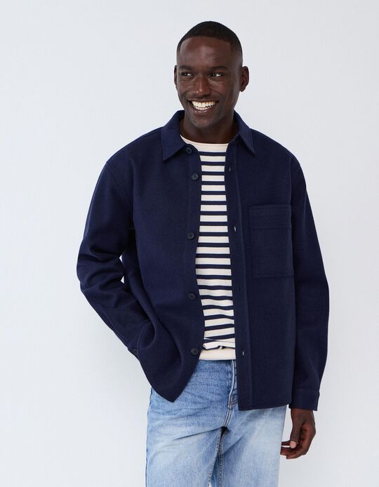 Comprar Online Sobrecamisa Em Malha, Homem, Azul Escuro