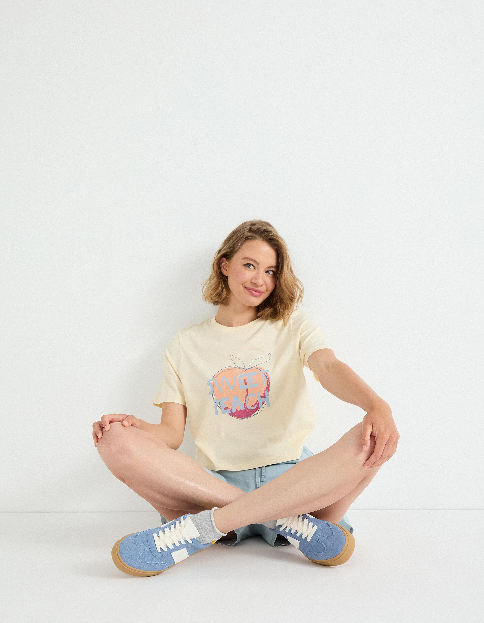 Comprar Online T-shirt Print, Mulher, Amarelo Claro