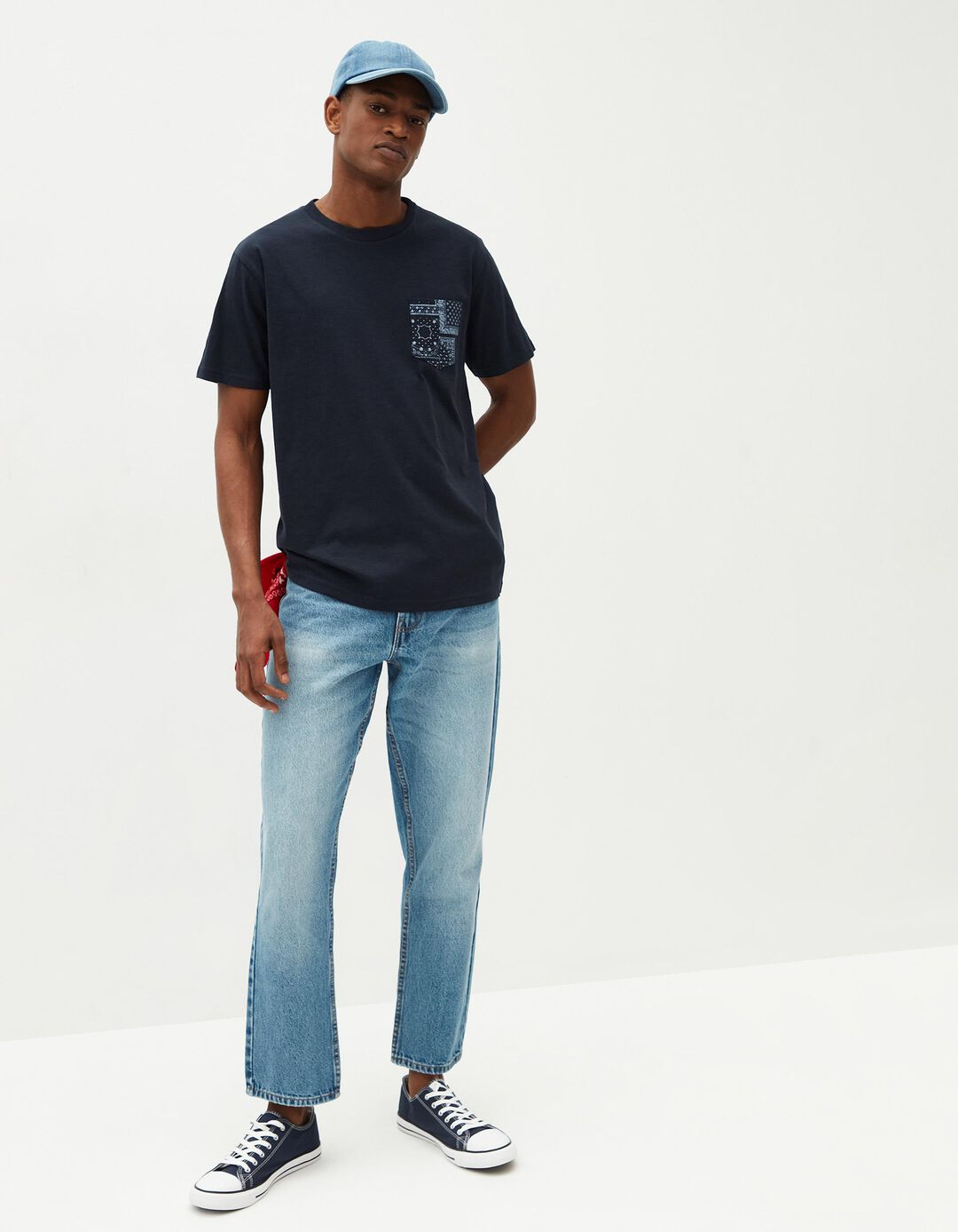 T-shirt Bolso Estampado, Homem, Azul 