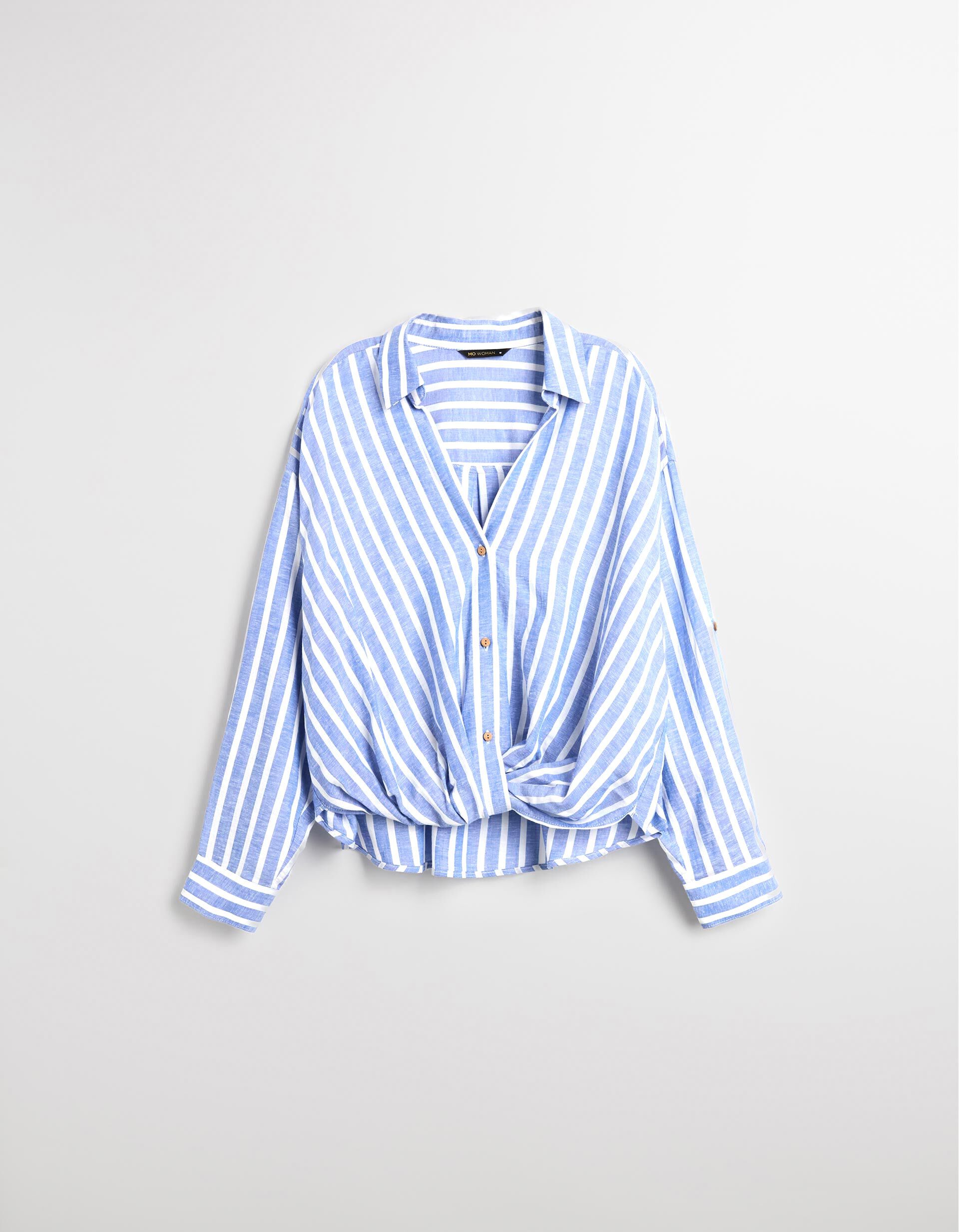 Comprar Online Blusa Riscas com Linho, Mulher, Azul