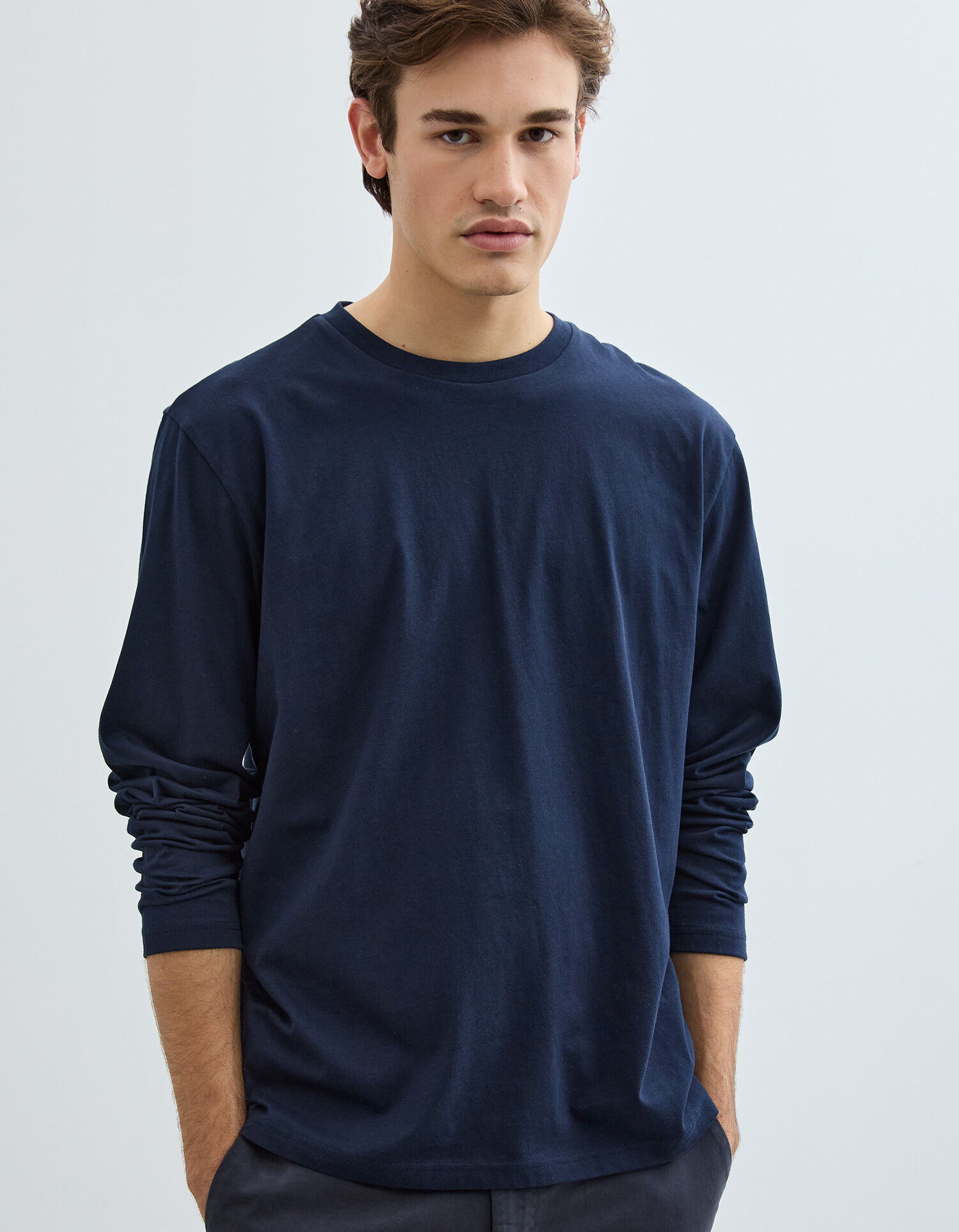 Comprar Online T-shirt de Manga Comprida, Homem, Azul Escuro