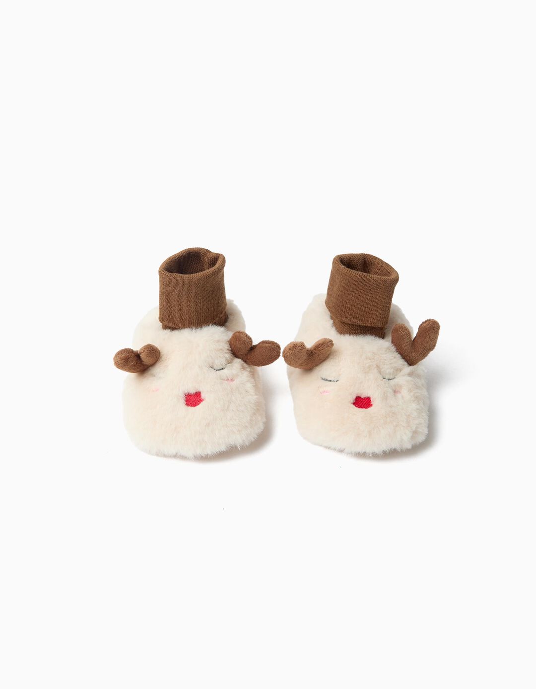 Pantufas De Natal, Menino, Bege