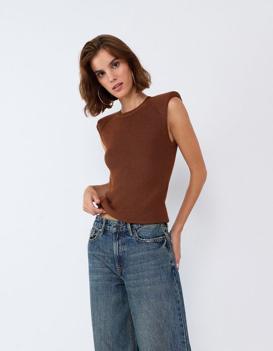 Comprar Online Sweater Sem Mangas, Mulher, Castanho Claro