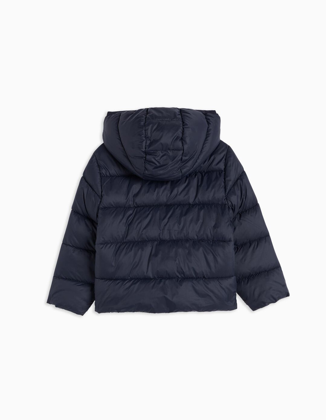 Quilted Hooded Jacket, Baby Girl, Dark Blue