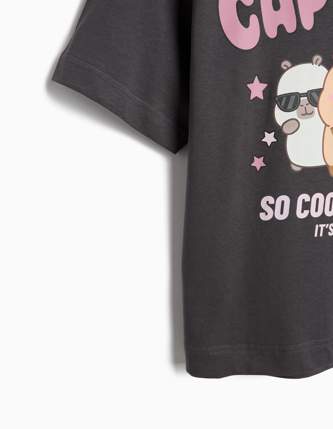 T-shirt 'Capibara Capyfun', Menina, Cinzento Escuro