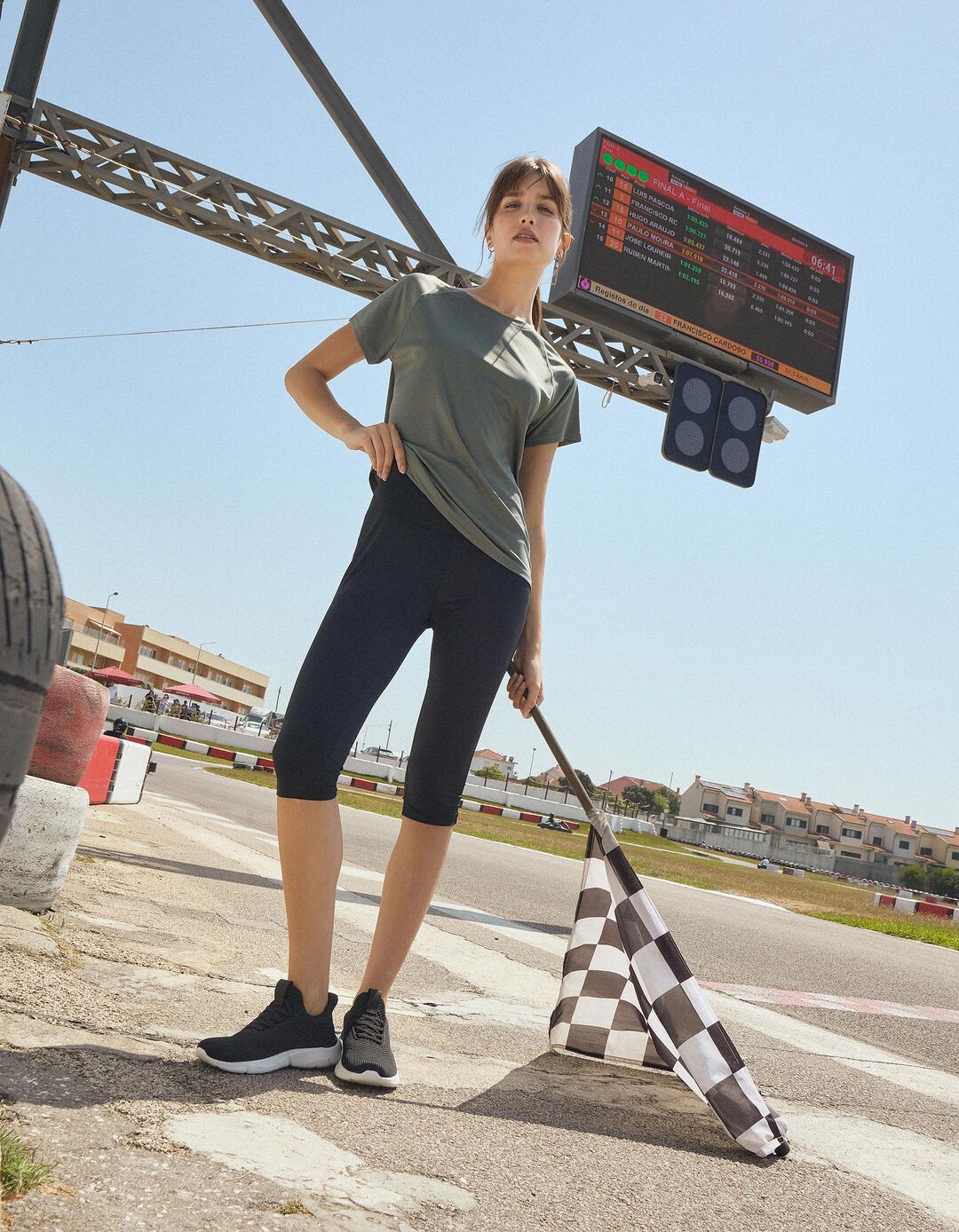 Leggings de Desporto Curtas, Mulher, Preto