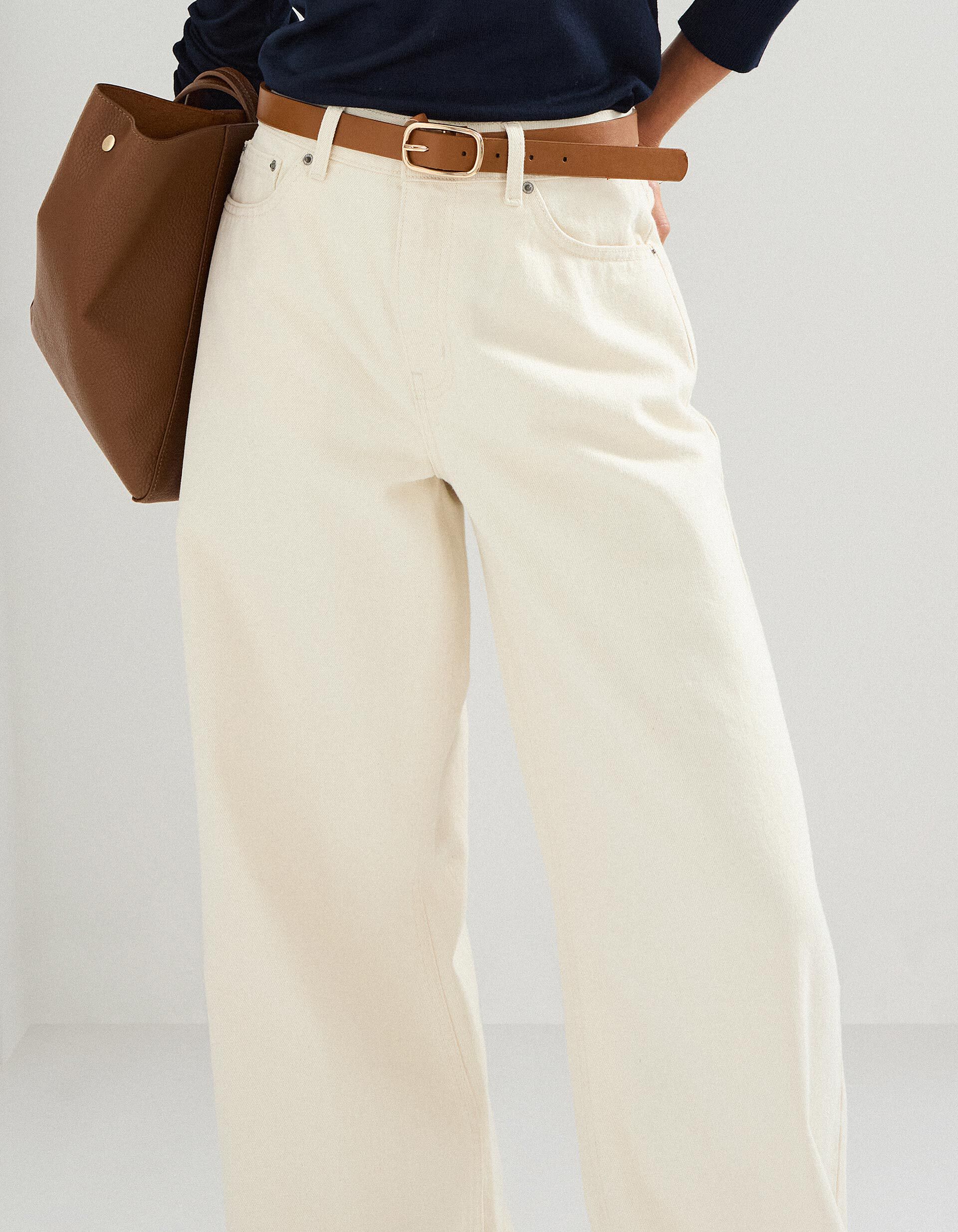 Comprar Online Cal&ccedil;as de Ganga Wide Leg, Mulher, Cru