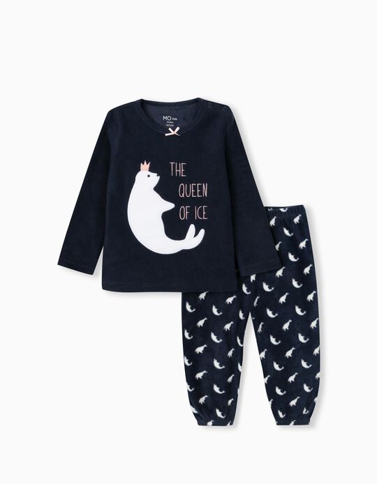 Polar Fleece Pyjamas, Baby Girls, Dark Blue