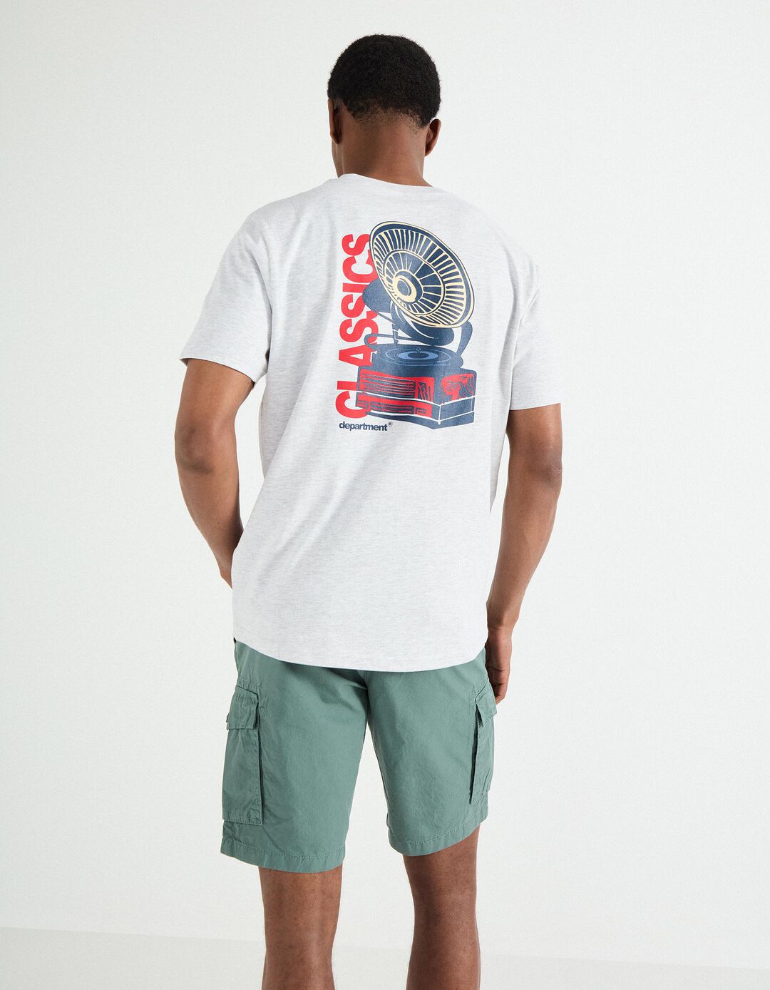 T-shirt Jersey Print, Homem, Cinzento Claro