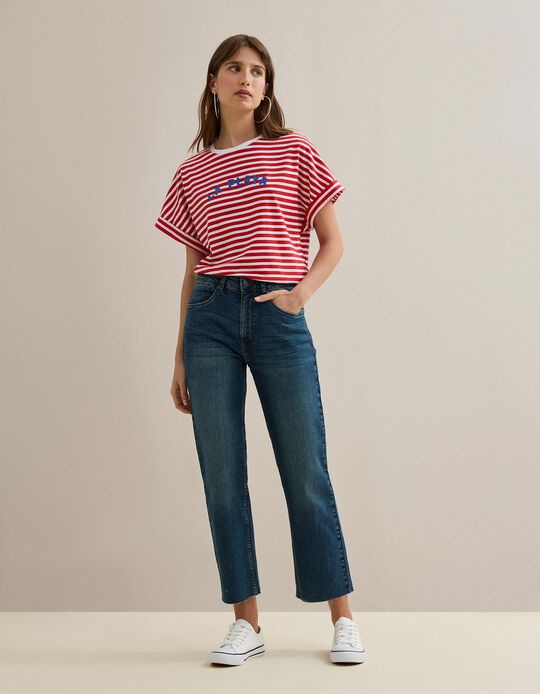 Comprar Online Cal&ccedil;as de Ganga 'Straight Cropped', Mulher, Azul