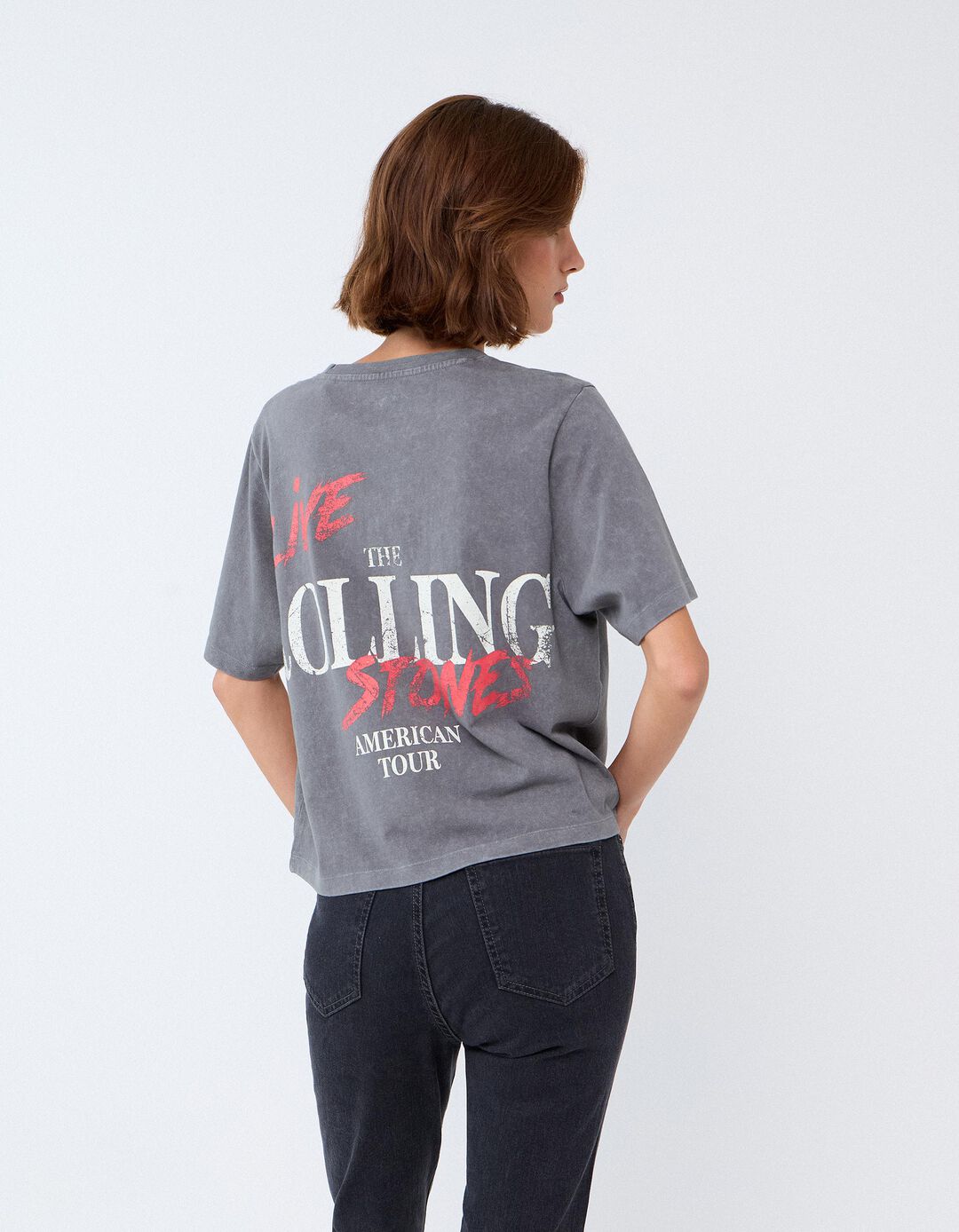 T-shirt Rolling Stones, Mulher, Cinzento Escuro