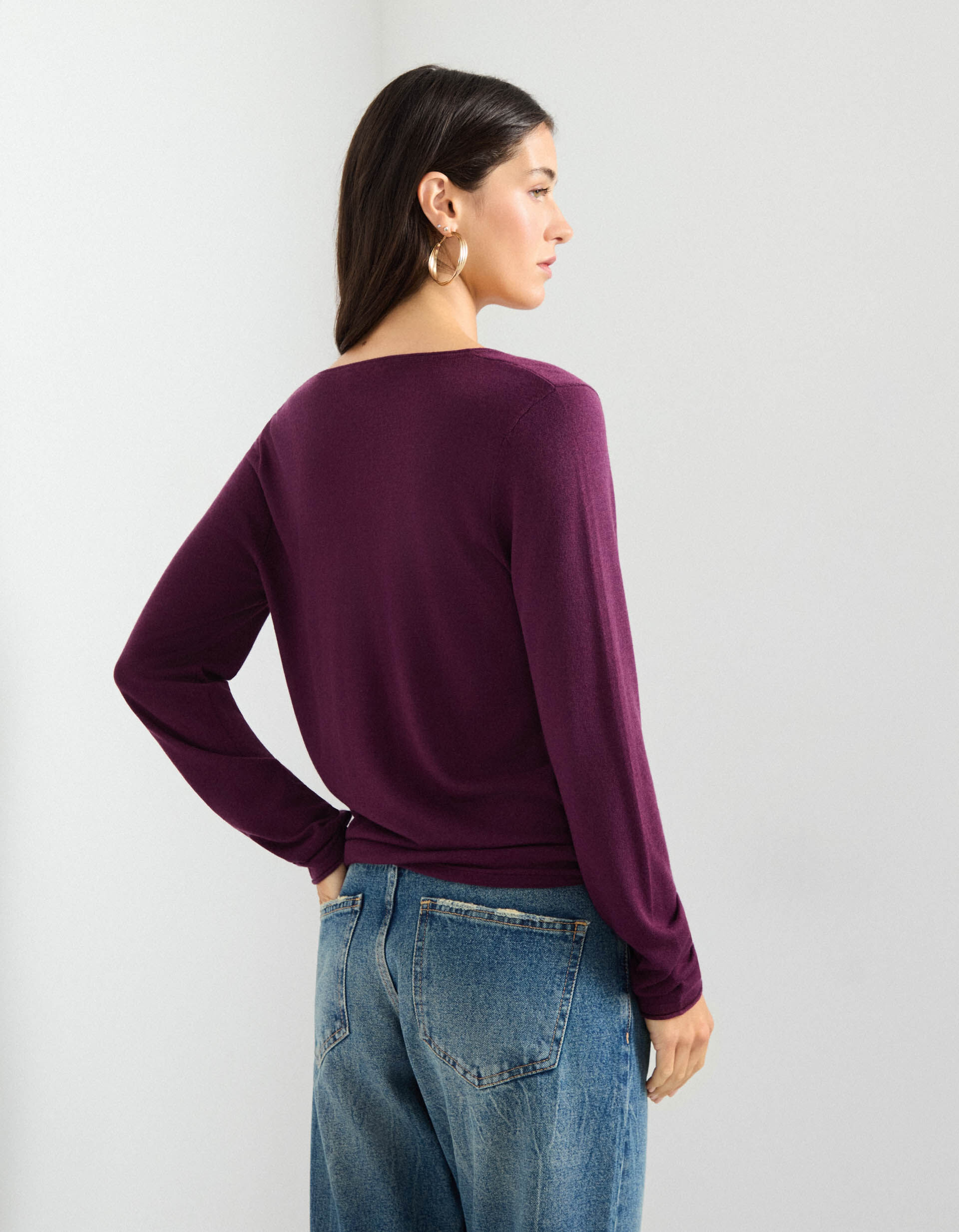 Comprar Online Camisola com Caxemira, Mulher, Roxo Escuro