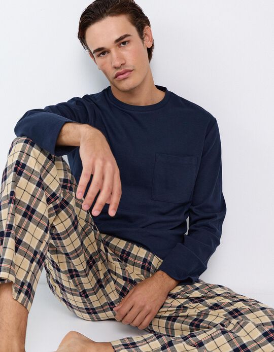 Comprar Online Pijama De Flanela, Homem, Azul Escuro