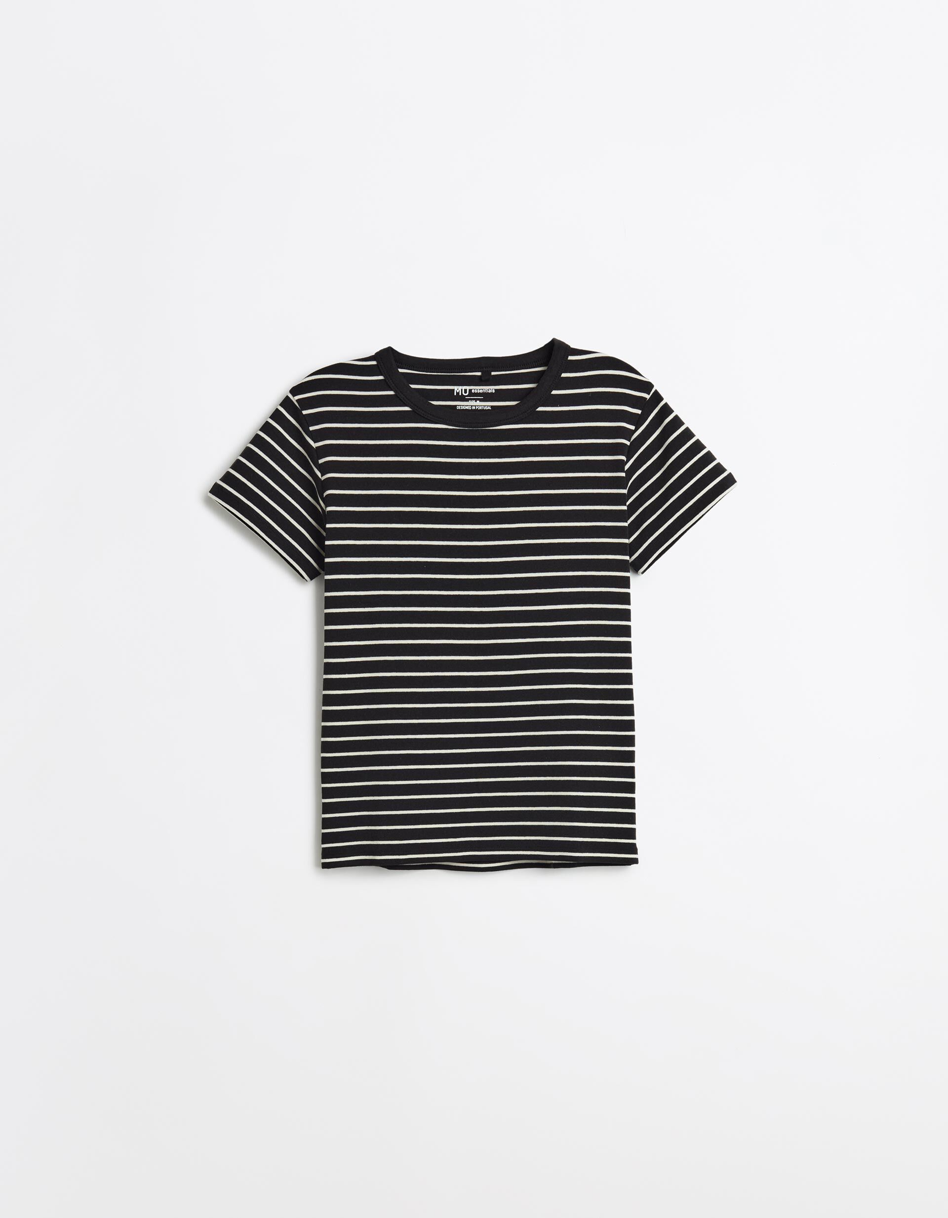 Comprar Online T-shirt Modal &Agrave;s Riscas, Mulher, Preto