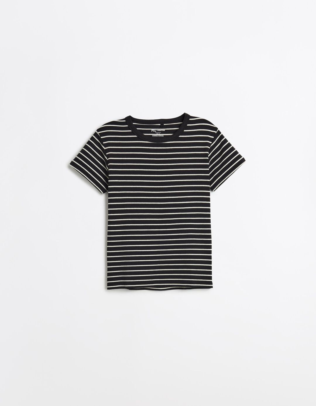 T-shirt Modal &Agrave;s Riscas, Mulher, Preto