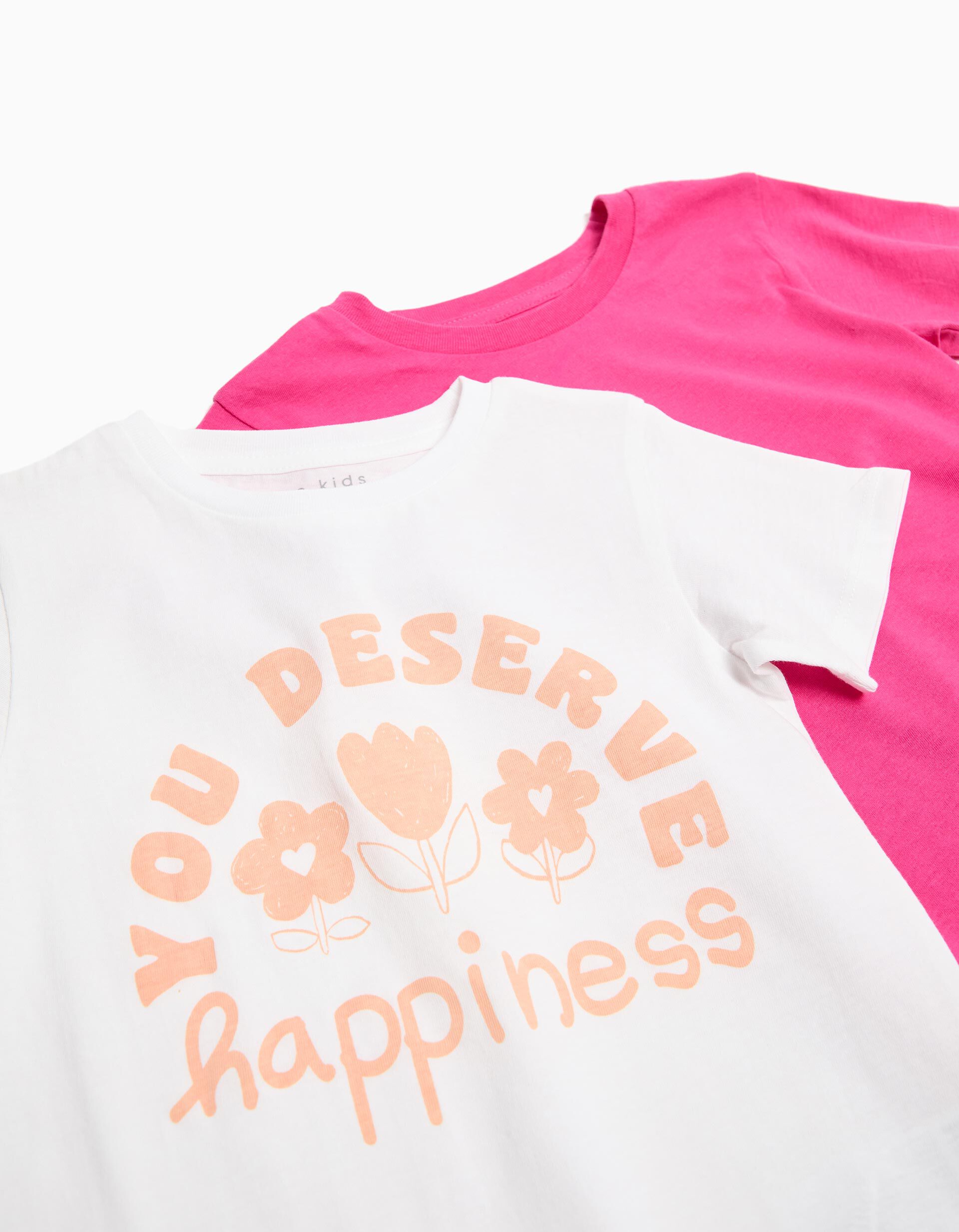 Comprar Online Pack 2 T-shirts, Menina, Rosa Escuro