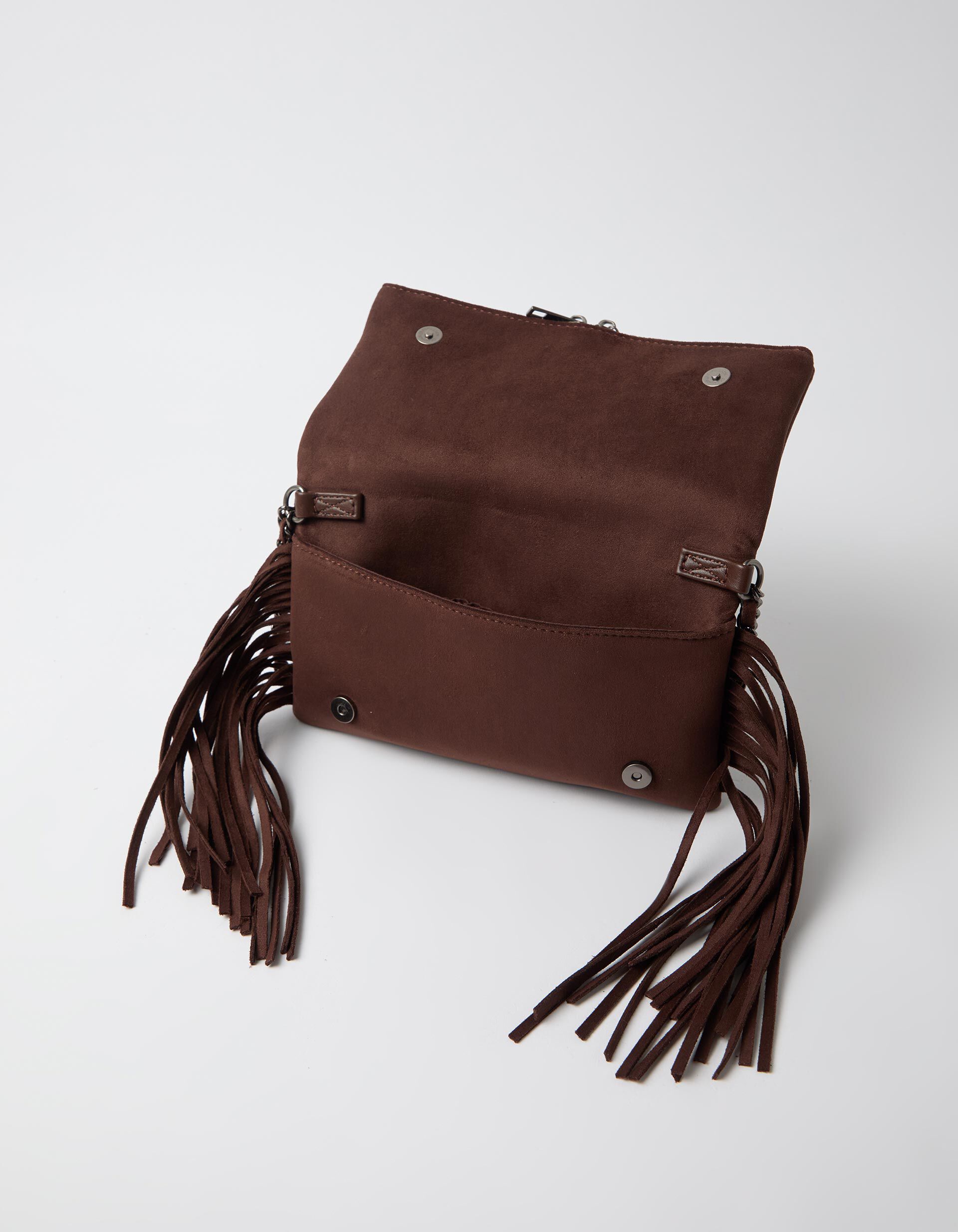 Comprar Online Mala Tiracolo Com Franjas E Tachas, Mulher, Castanho