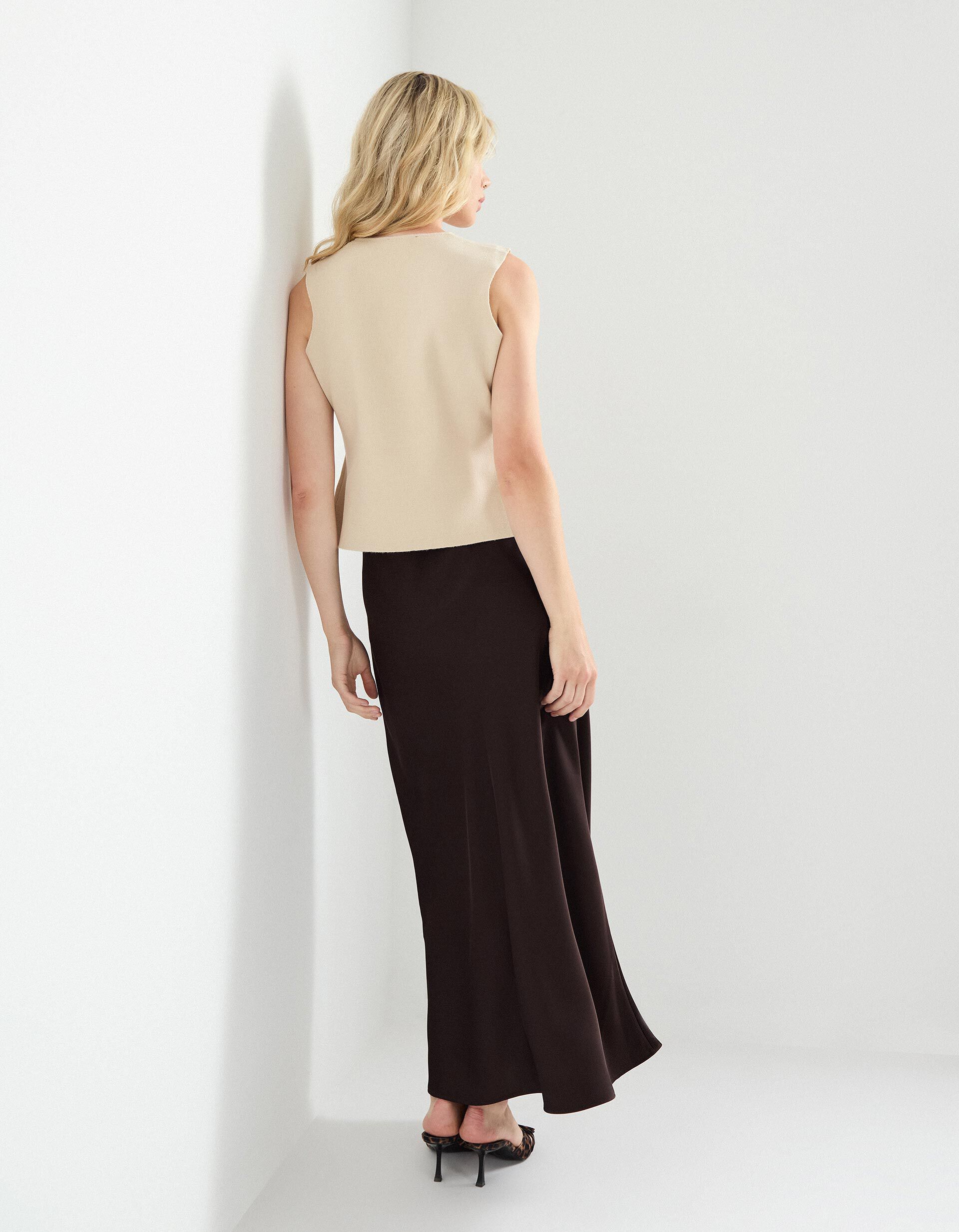 Comprar Online Saia Comprida de Cetim, Mulher, Castanho Escuro