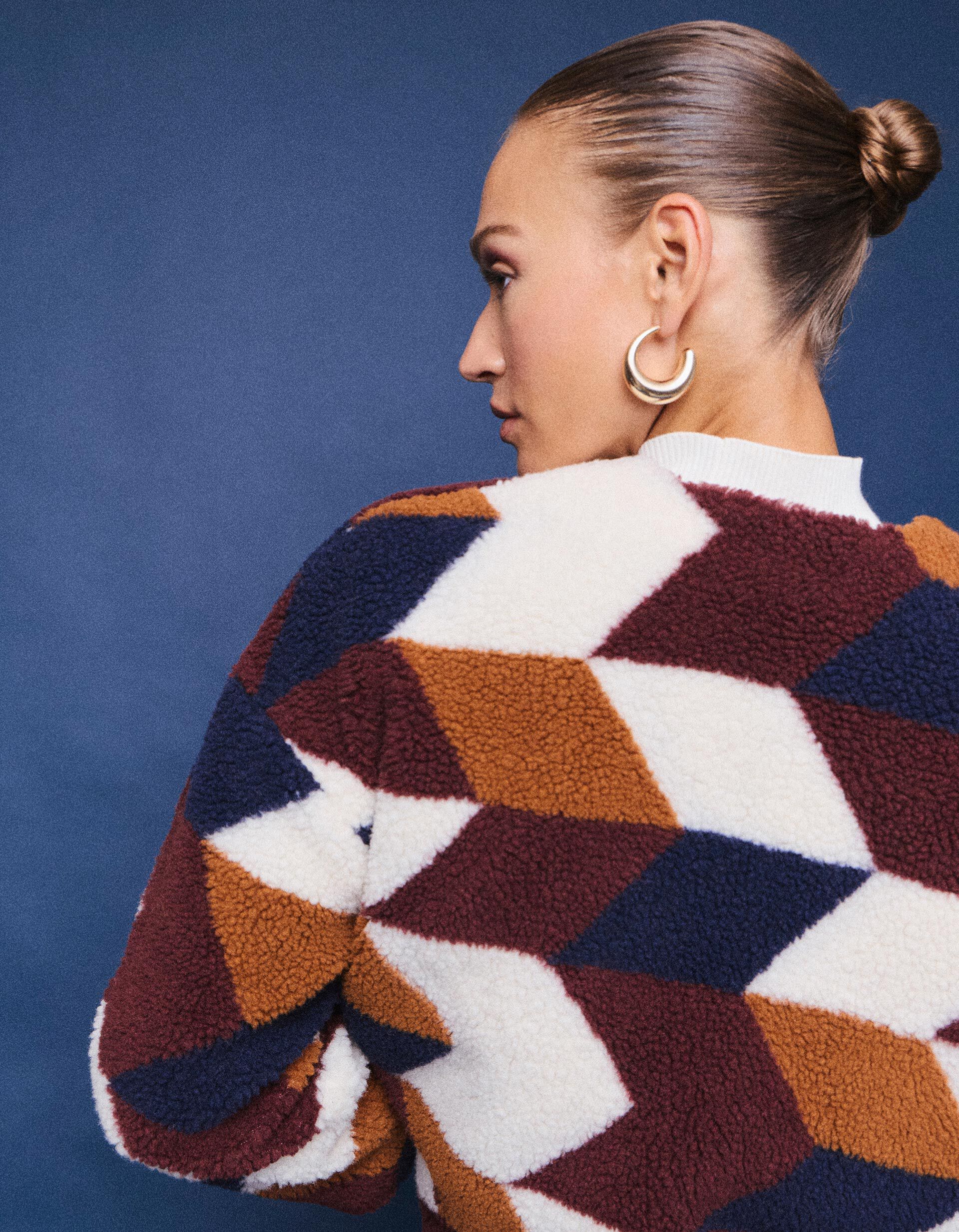 Comprar Online Casaco Curto Em Sherpa, Mulher, Bege