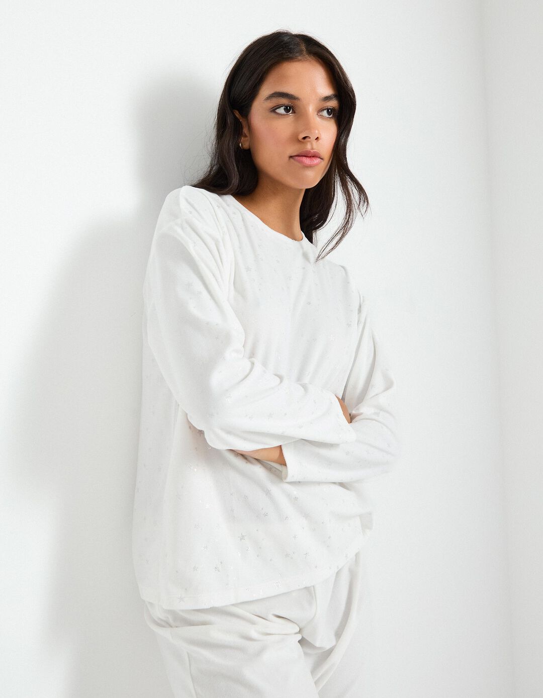 Pijama Veludo, Mulher, Branco