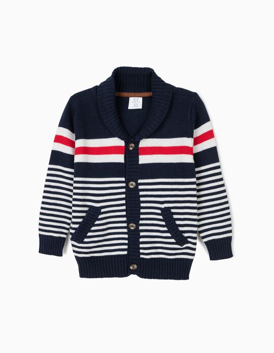 Casaco de Malha para Menino Riscas, Azul Escuro
